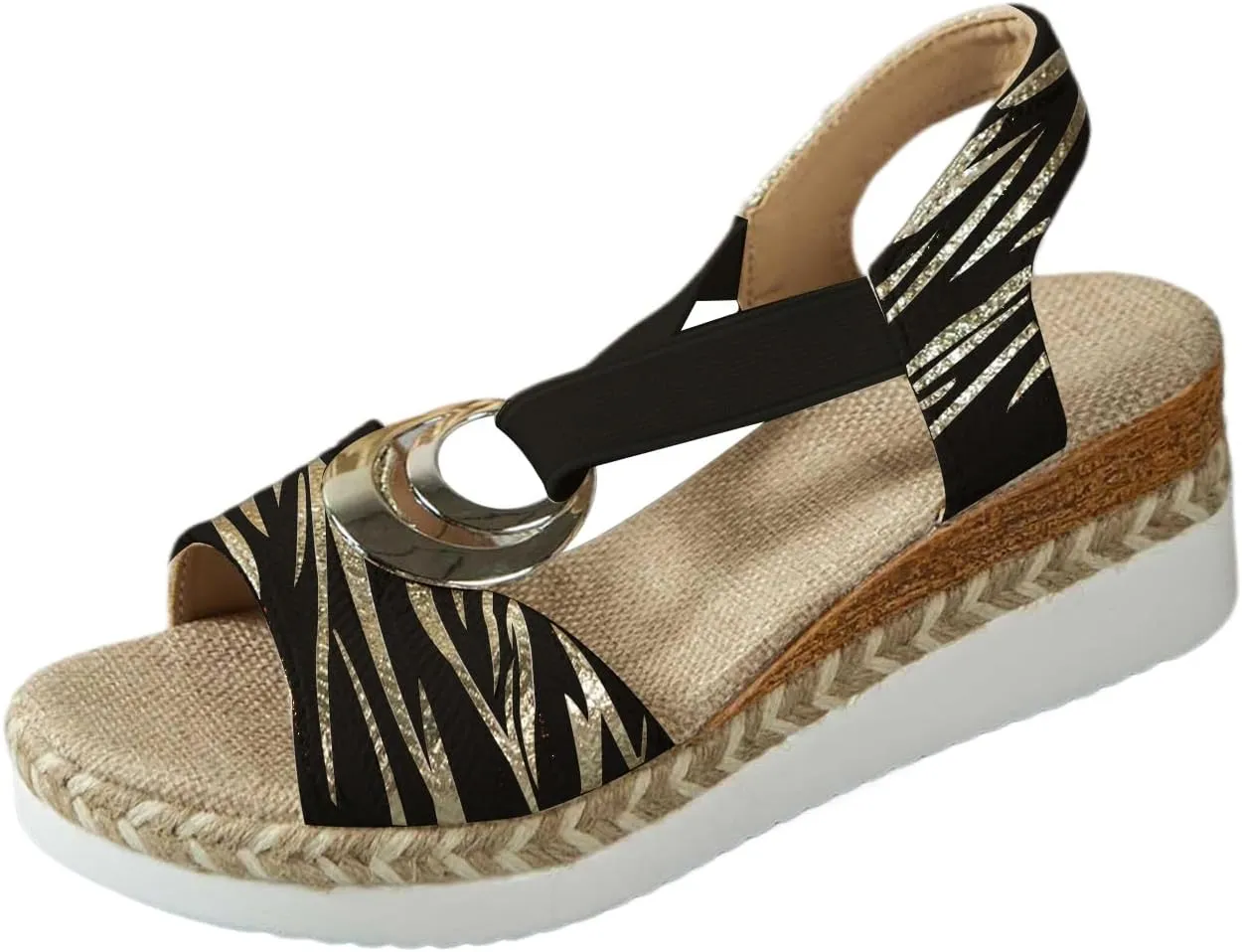 Dress Wedge Sandals for Women Wide Width Low Heel Summer Comfortable Cut-Out Vamp Peep Toe Slingback Wedges Sandal Fishmouth Non-Slip Going Out Beach Work Office Shoes
