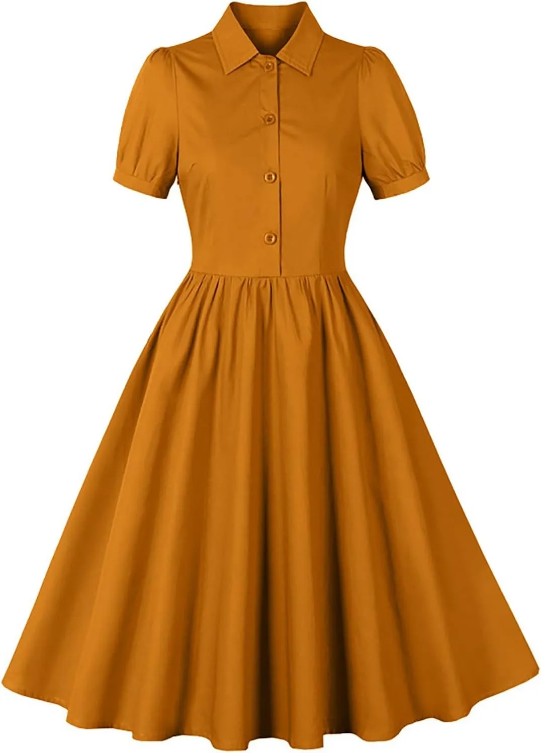 Dresses for Women Plus Size Lapel Collar Flowy Swing Vacation Dress Casual Midi Dress Summer Short Sleeve Retro Dress