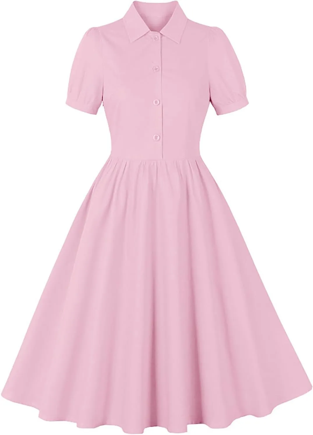 Dresses for Women Plus Size Lapel Collar Flowy Swing Vacation Dress Casual Midi Dress Summer Short Sleeve Retro Dress