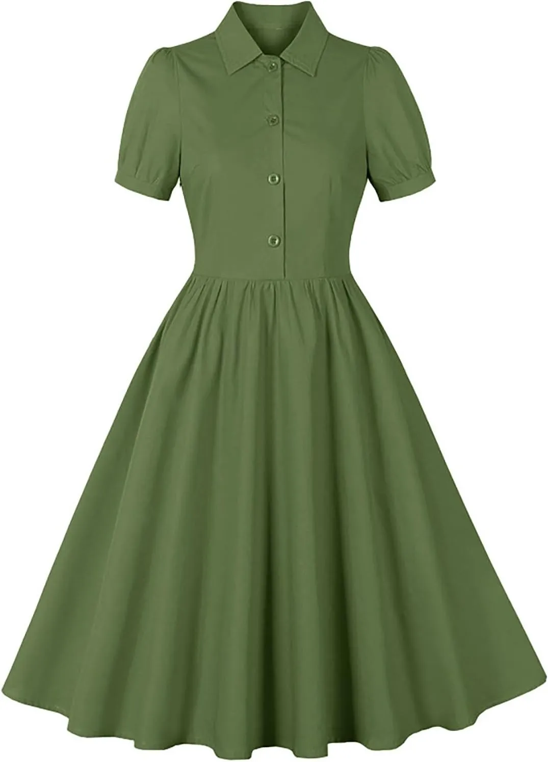 Dresses for Women Plus Size Lapel Collar Flowy Swing Vacation Dress Casual Midi Dress Summer Short Sleeve Retro Dress