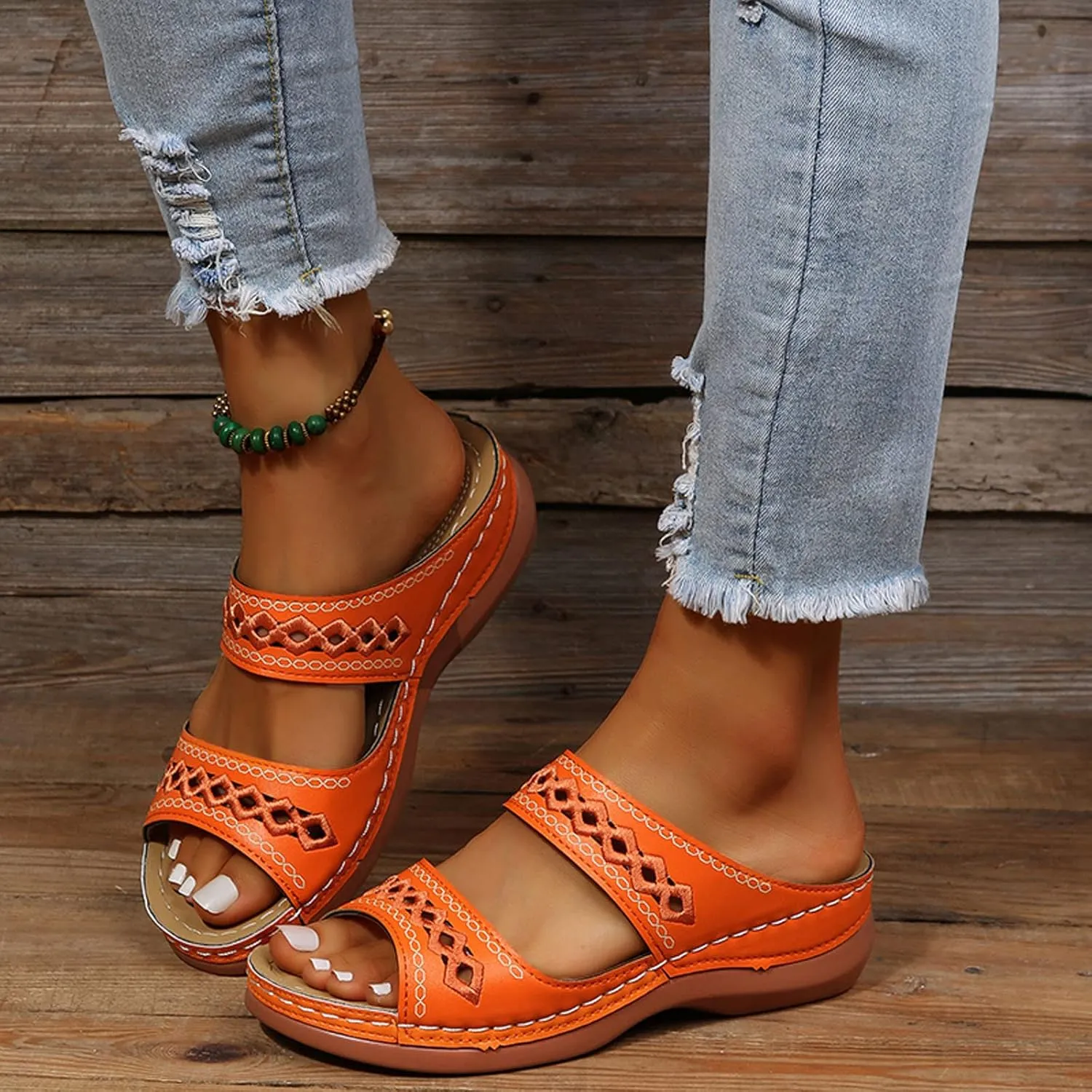 Eduavar Orthopedic Sandals for Women, Womens Sandals Summer Casual Open Toe Sandals Slippers Breatable Hollow Out Sandals