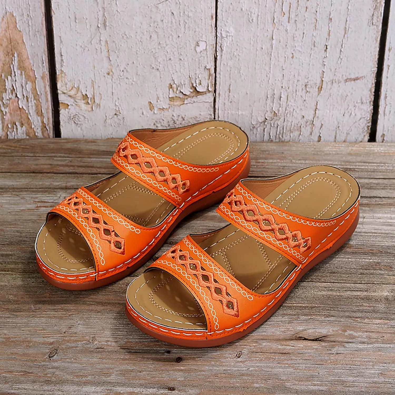 Eduavar Orthopedic Sandals for Women, Womens Sandals Summer Casual Open Toe Sandals Slippers Breatable Hollow Out Sandals