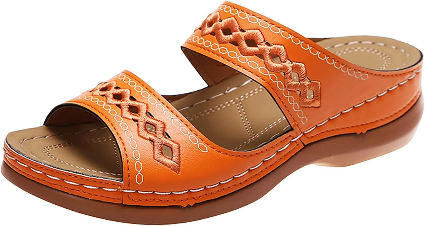 Eduavar Orthopedic Sandals for Women, Womens Sandals Summer Casual Open Toe Sandals Slippers Breatable Hollow Out Sandals