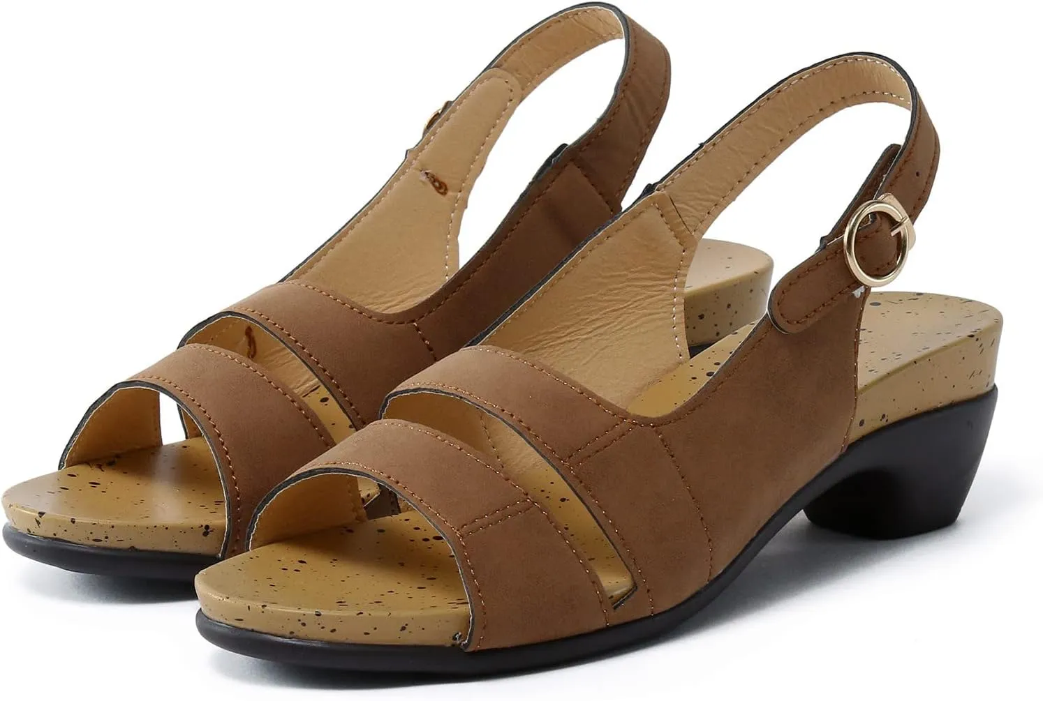 Eduavar Sandals for Women Dressy Summer, Heeled Sandals for Women Dressy Elegant Open Toe Sandals Shoes with Buckle Strap
