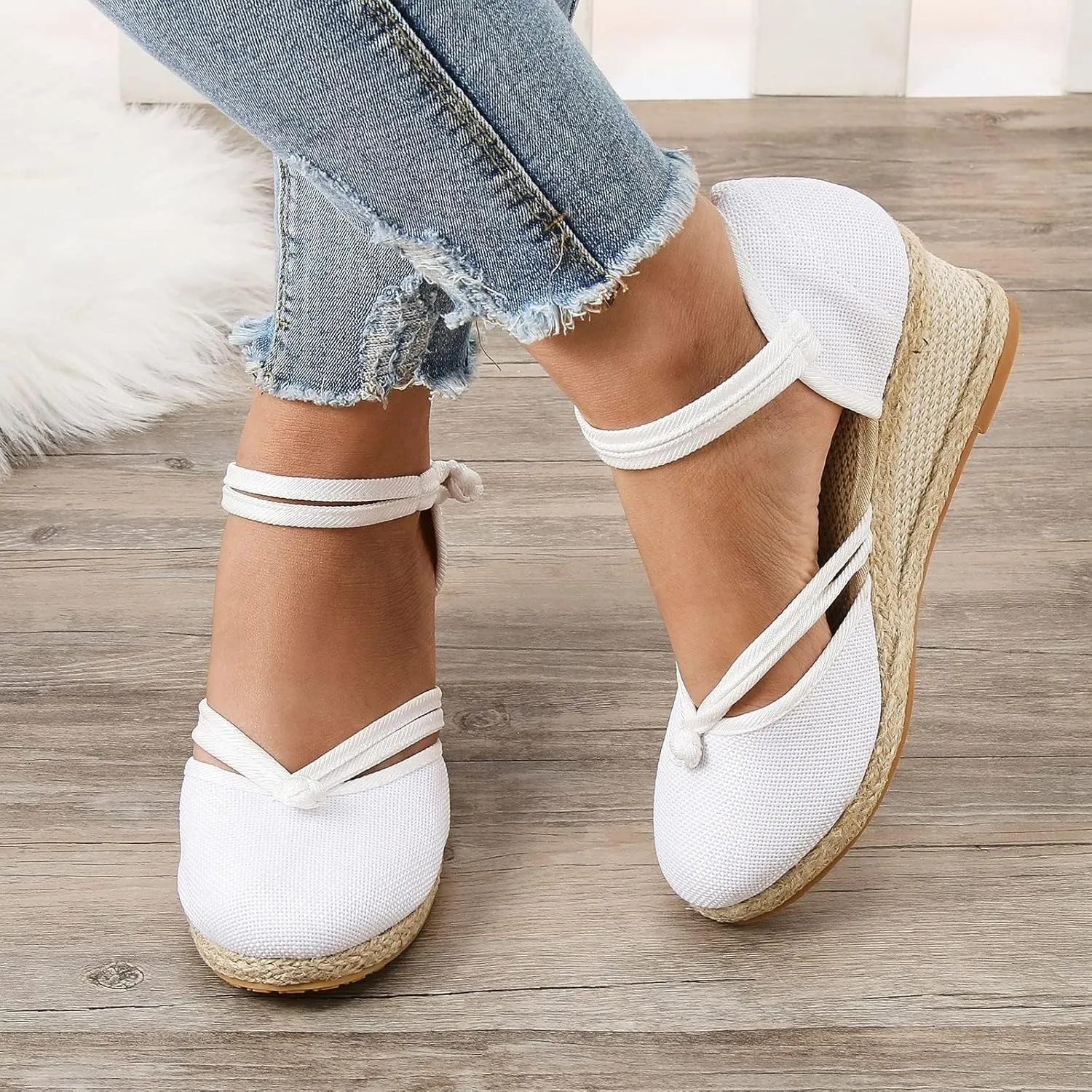 Espadrilles Wedges Sandals For Women 2025 Dressy Summer Orthopedic Closed Toe Ankle Strap Platform Chunky Slip On Sandals Beach Vacation Casual Shoes