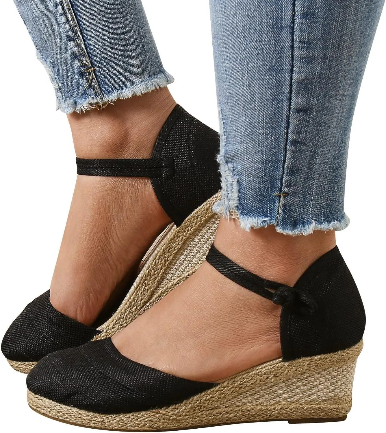 Espadrilles Wedges Sandals For Women 2025 Dressy Summer Orthopedic Closed Toe Ankle Strap Platform Chunky Slip On Sandals Beach Vacation Casual Shoes