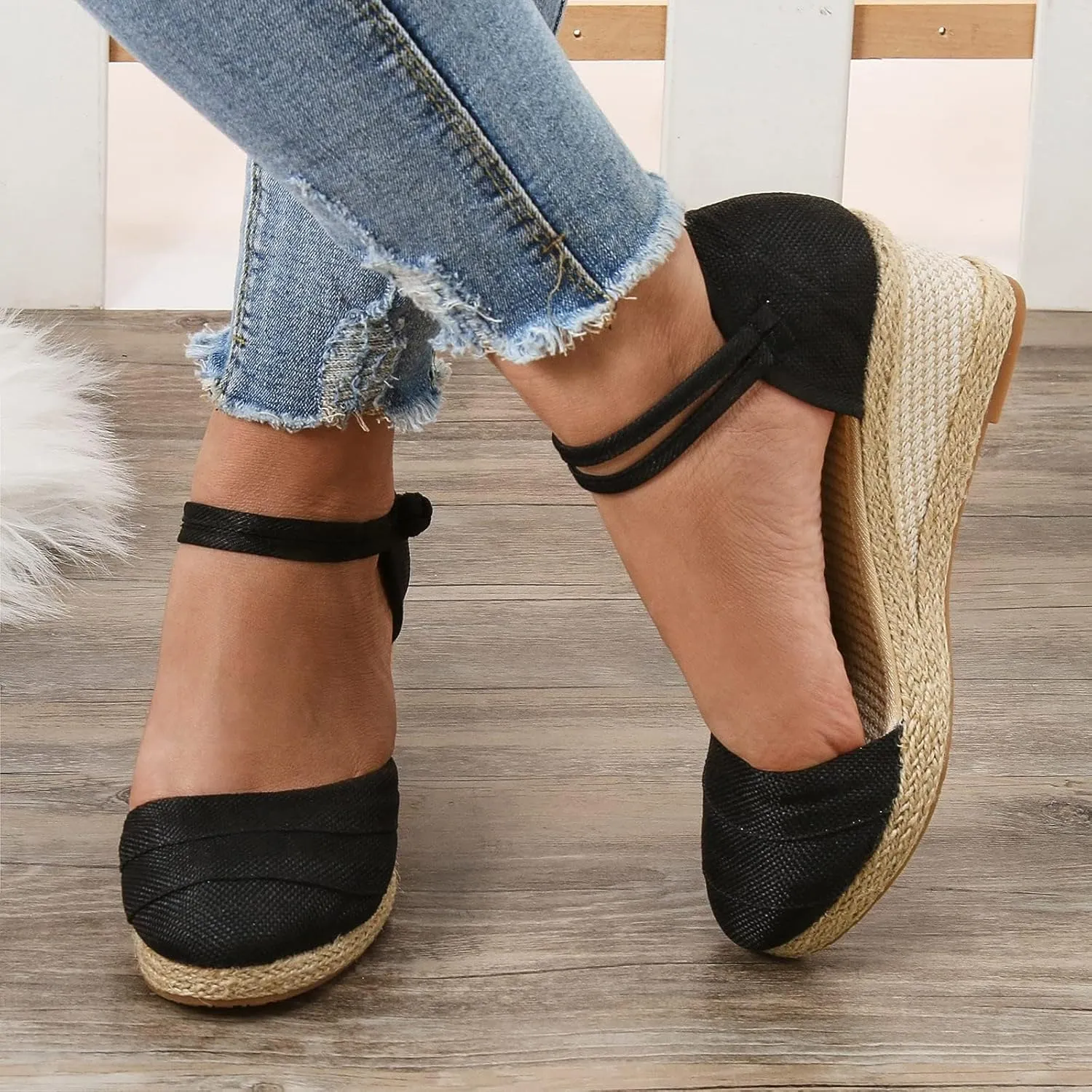 Espadrilles Wedges Sandals For Women 2025 Dressy Summer Orthopedic Closed Toe Ankle Strap Platform Chunky Slip On Sandals Beach Vacation Casual Shoes