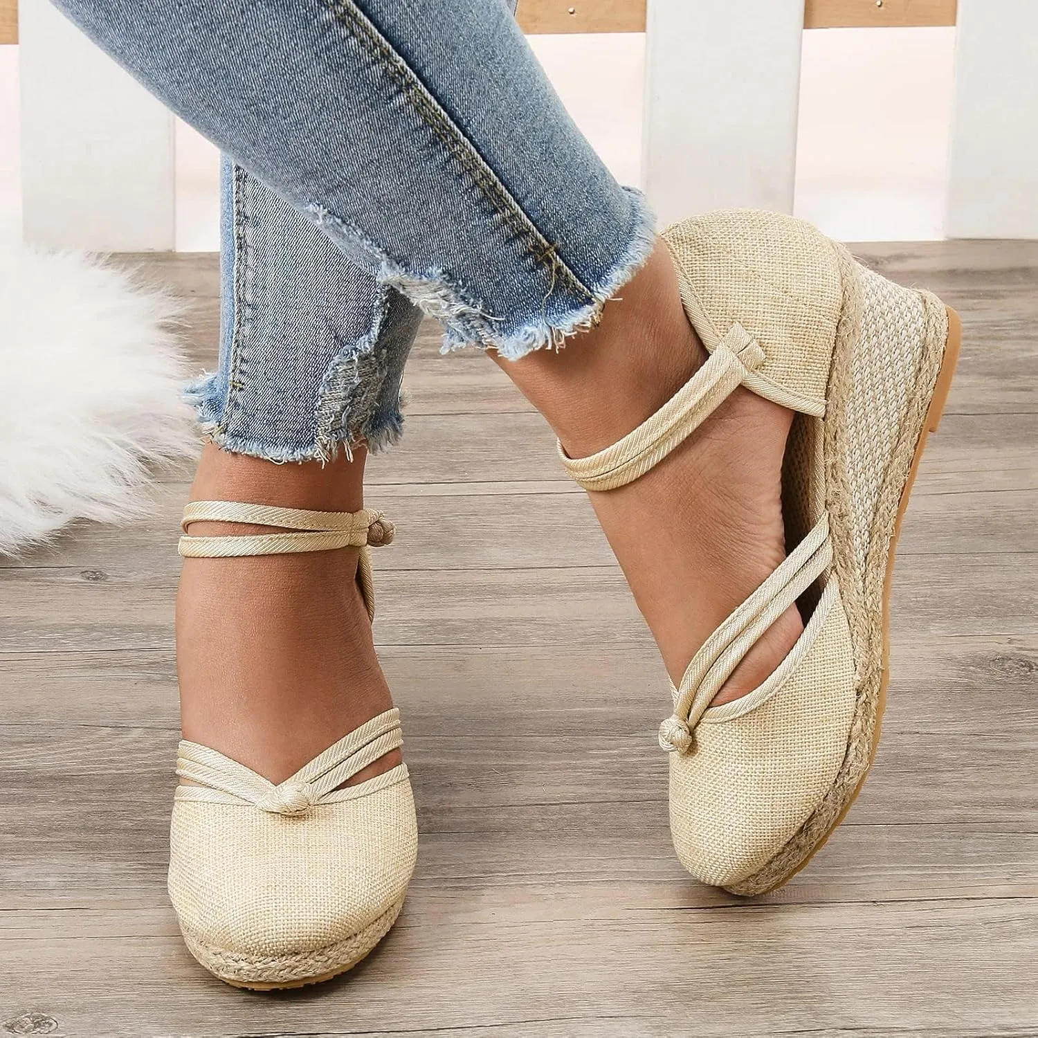 Espadrilles Wedges Sandals For Women 2025 Dressy Summer Orthopedic Closed Toe Ankle Strap Platform Chunky Slip On Sandals Beach Vacation Casual Shoes