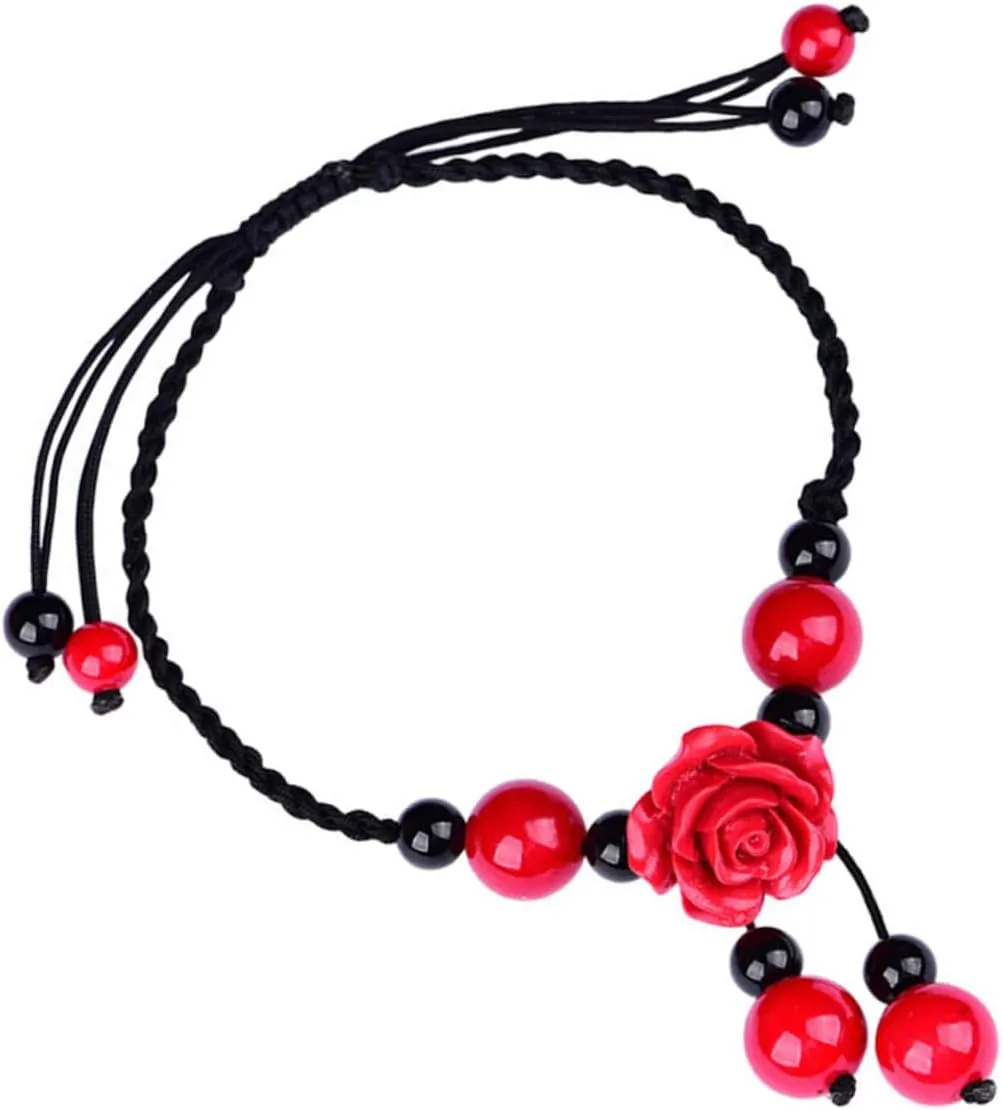 Ethnic Style Agate Anklet for Women Retro Foot Chain Elegant Handmade Jewelry Present for Mothers Daughters Friends and Summer Beach Wear