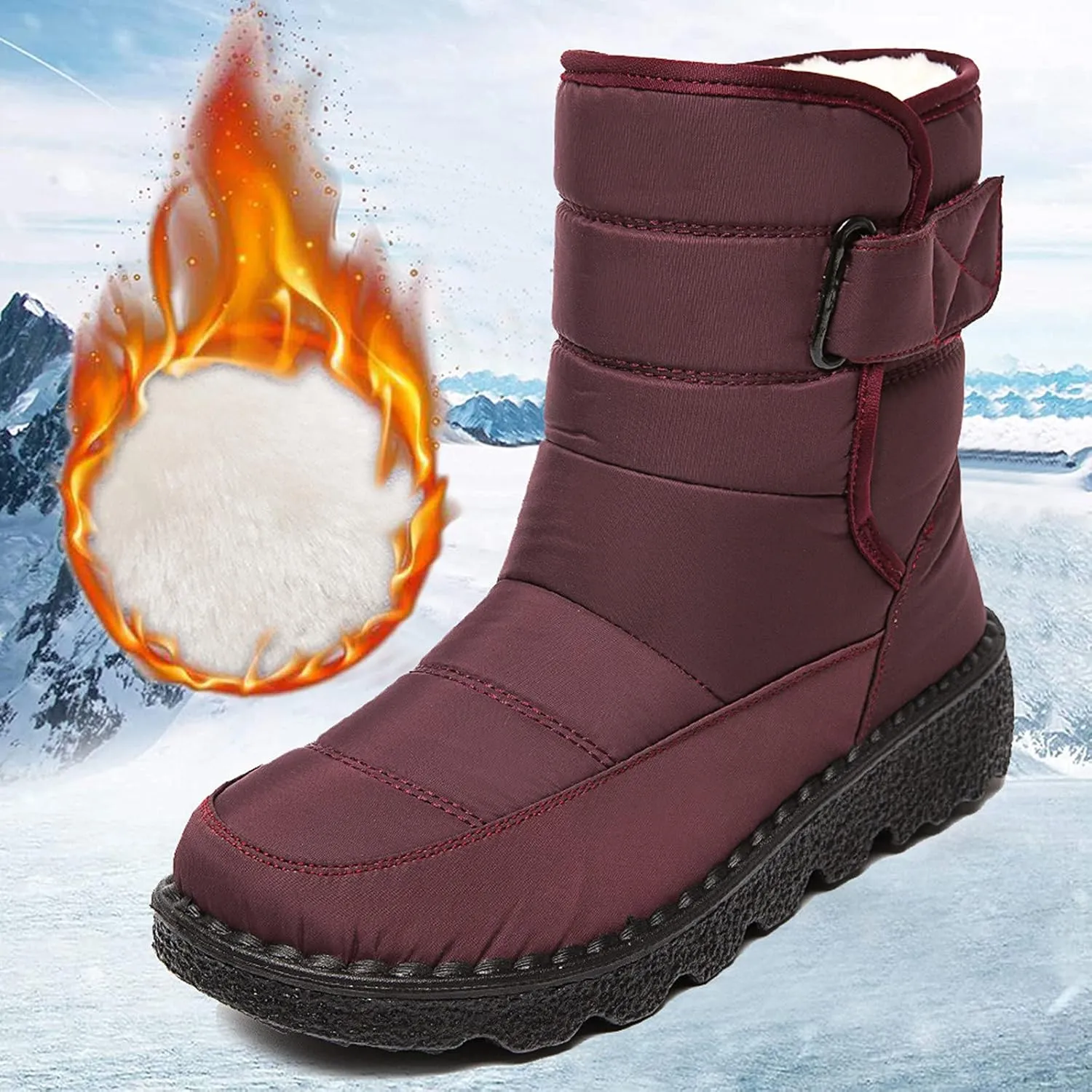 Extra Wide Width Snow Boots for Women Womens Winter Snow Boots 2023 Winter Boots Women Size 8 Slip on Women Work Boots Waterproof Slip Resistant Botas De Trabajo Para Mujer En El Frio