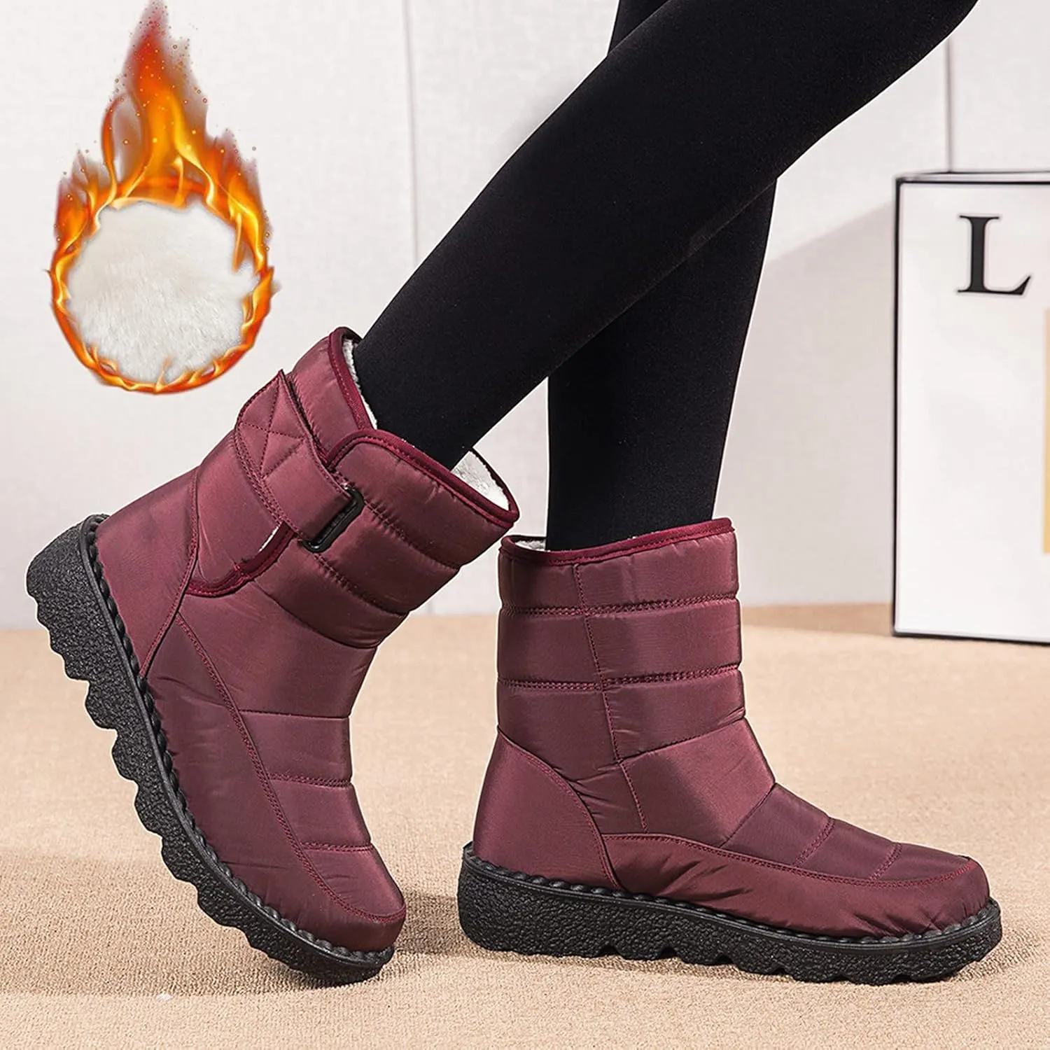Extra Wide Width Snow Boots for Women Womens Winter Snow Boots 2023 Winter Boots Women Size 8 Slip on Women Work Boots Waterproof Slip Resistant Botas De Trabajo Para Mujer En El Frio
