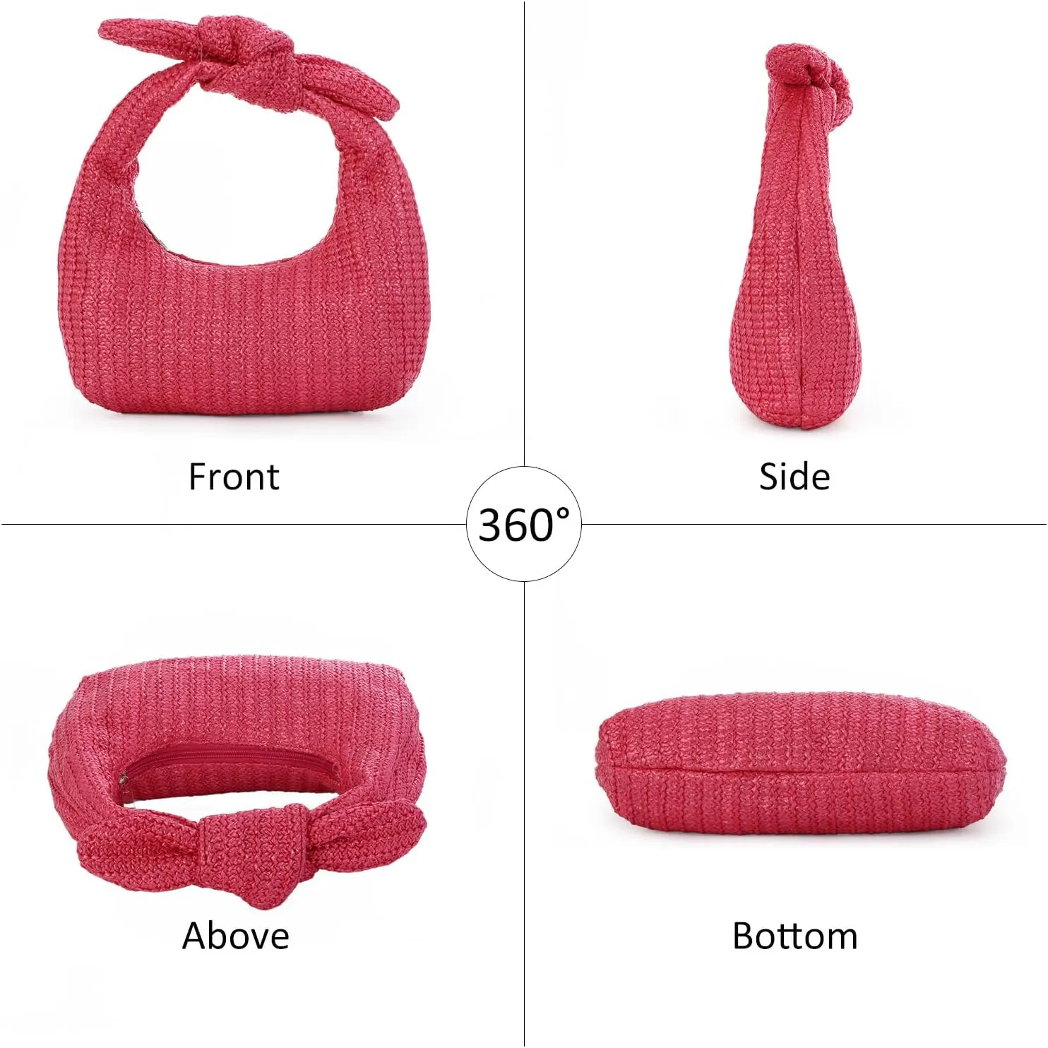 Fecialy Women Bow Purse Straw Summer Clutch Bag Beach Woven Handbags Vacation Tote Formal Party Wedding 2024 New