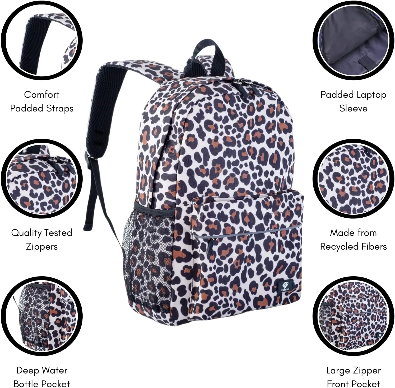 Fenrici Cheetah Backpack for Girls, Kids, Teens, Kids' Backpack, Kids' School Bookbags with Multiple Padded Compartments, Cheetah, 16"