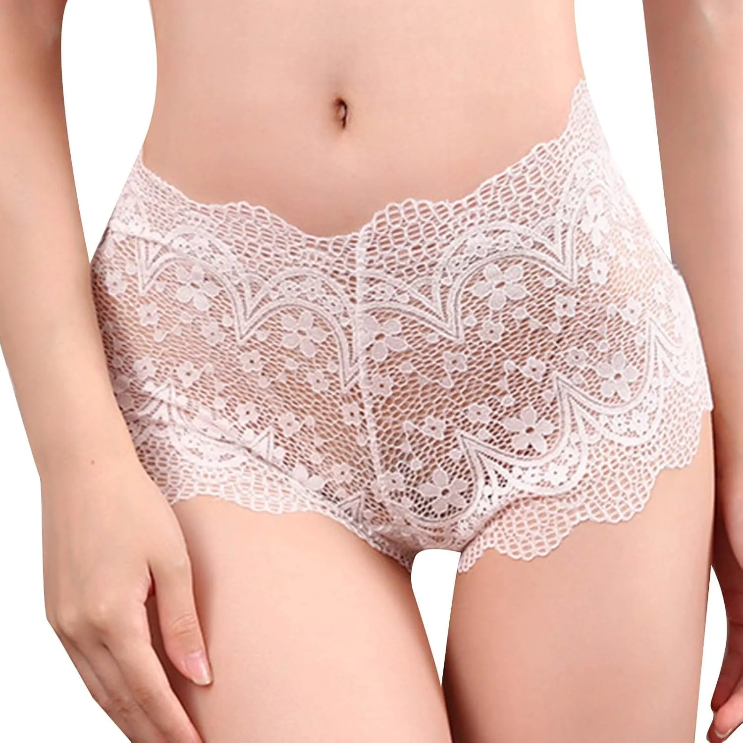 Flannel Lingerie Women's Hollow Boxers Sexy Lace Waist Waist Hip Breathable See Through Underwear Womens Pajamas Sexy