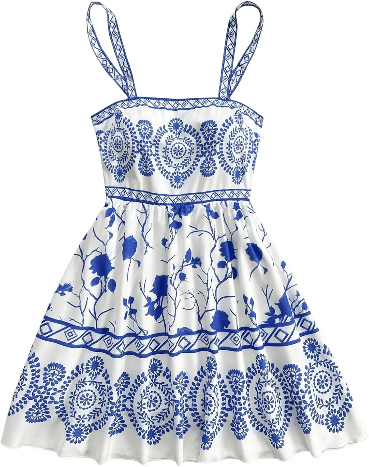Floerns Women's Cut Out Floral Sundress Sleeveless Ruffle Hem Summer Cami Dress