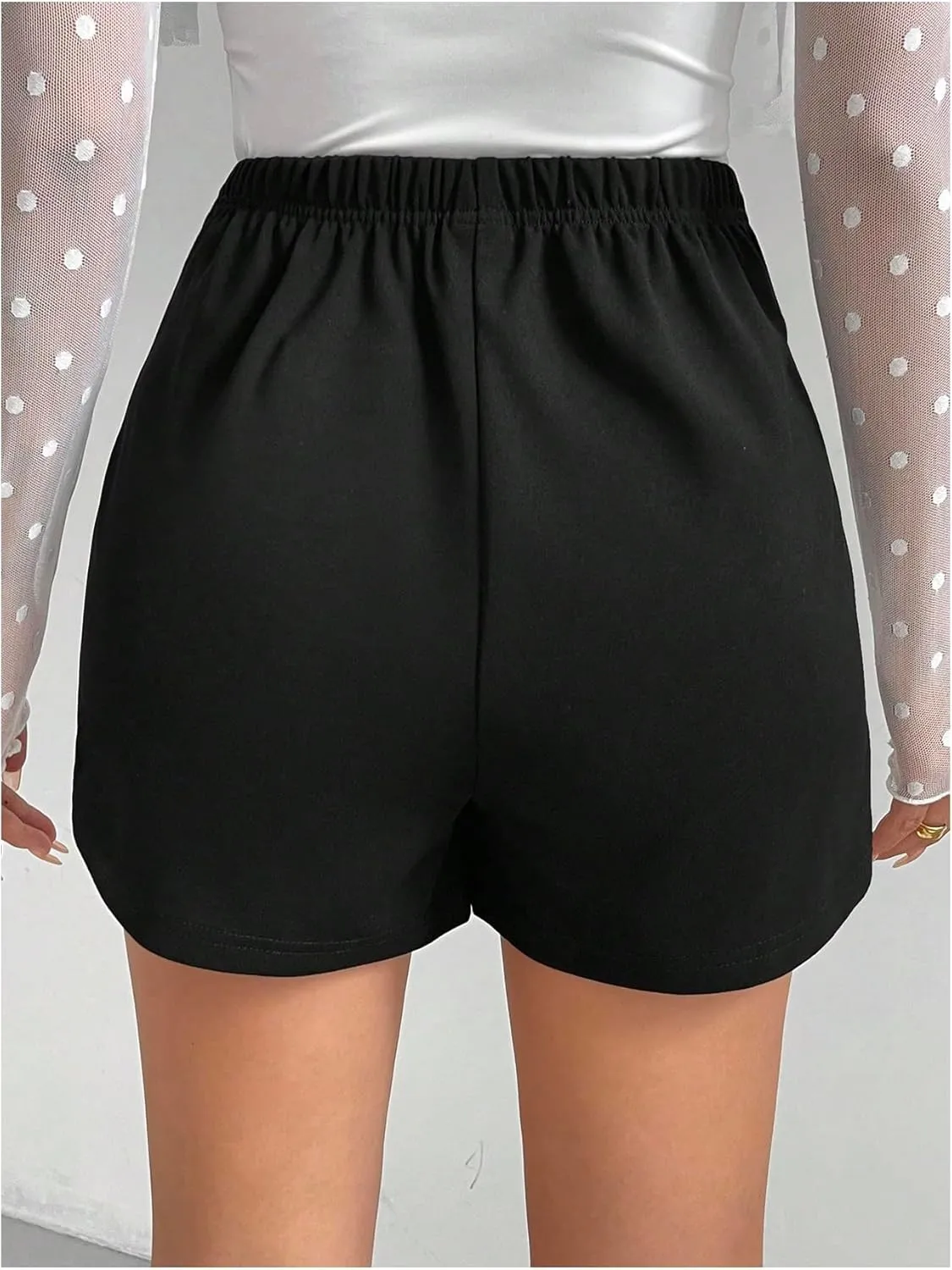 Floerns Women's Pearl Beaded Slit Skort Elastic High Waist Cocktail Party Dressy Shorts