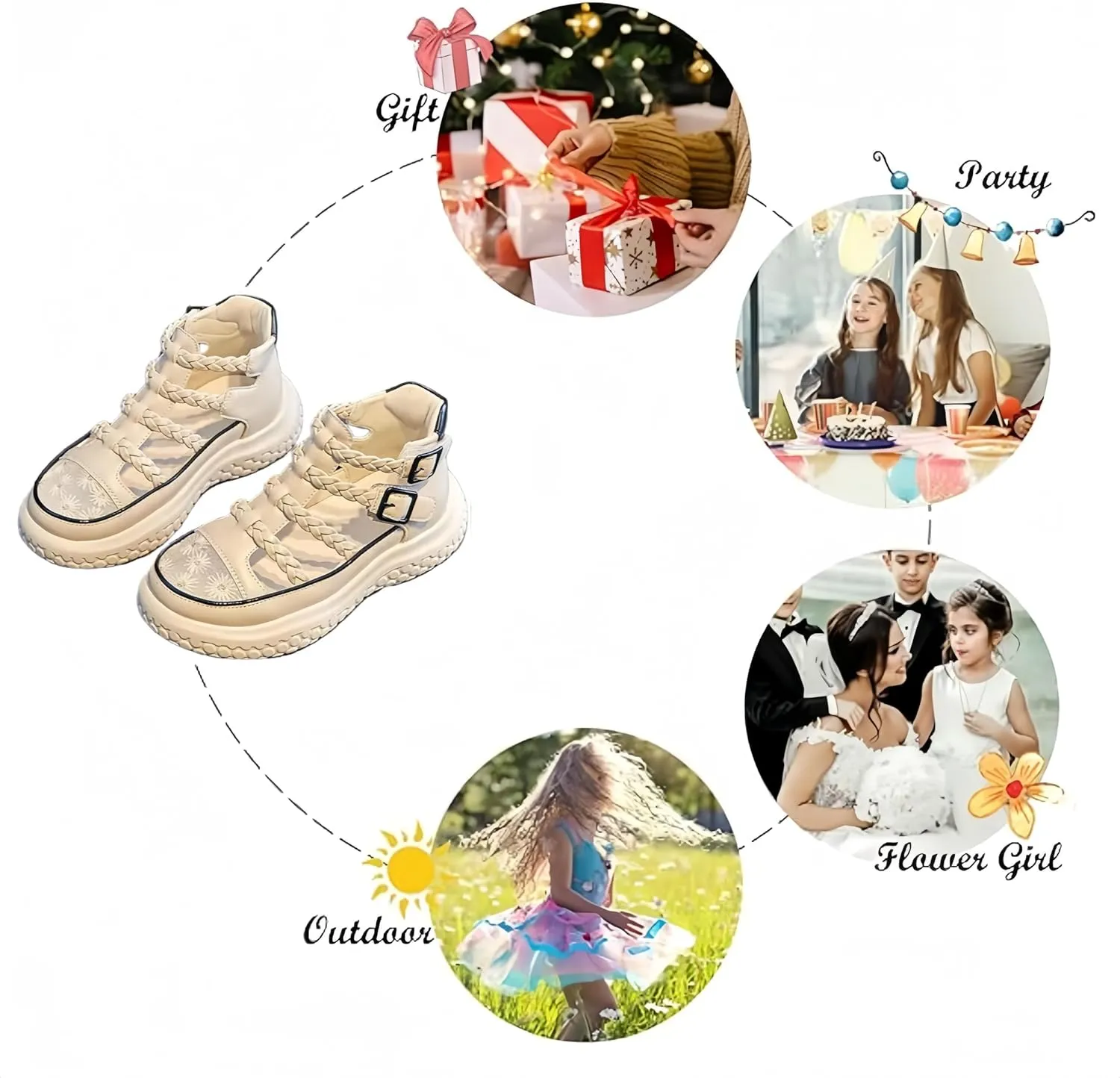 Girls Sandals Toddler/Little Kid/Big Kid Closed Toe Outdoor Soft Sole Summer Dress Shoes