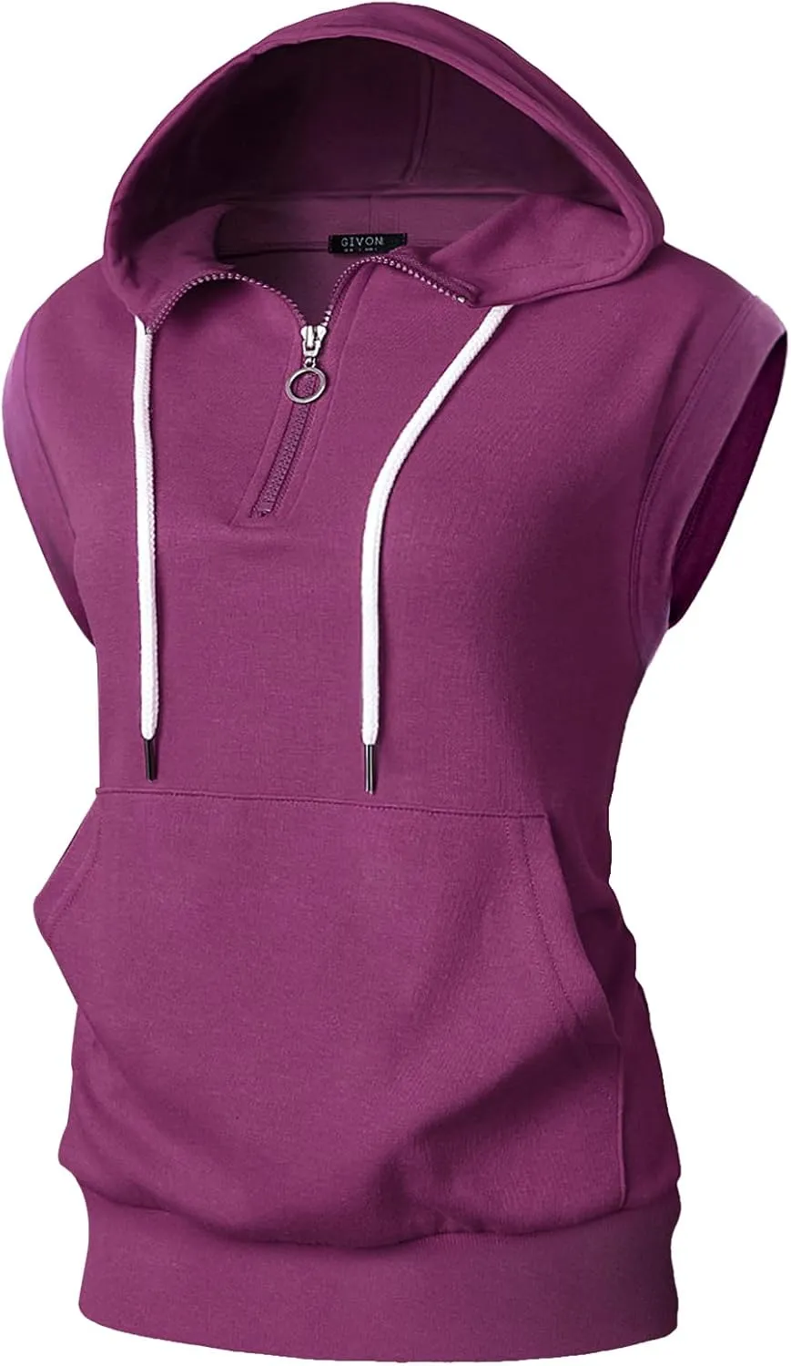 GIVON Women's Lightweight Hooded Vest Sleeveless 1/4 Zip Pullover Casual Hoodie Sweatshirt with Pockets
