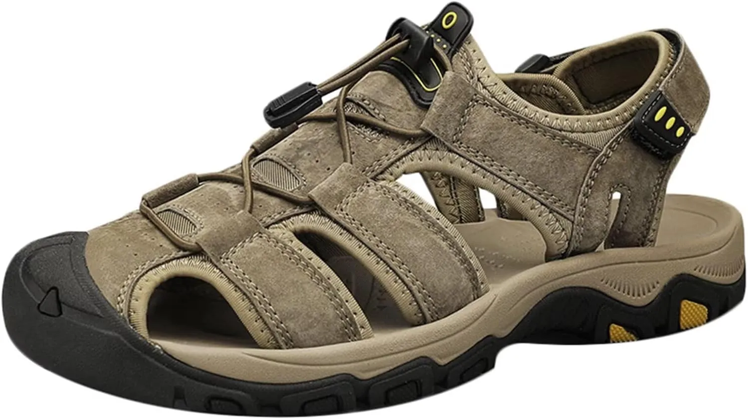 Hiking Sandals Outdoor Sports Summer Beach Fisherman Leather Sandals Men's Closed Toe Walking Sandals Casual Breathable Non-Slip Athletic Shoes