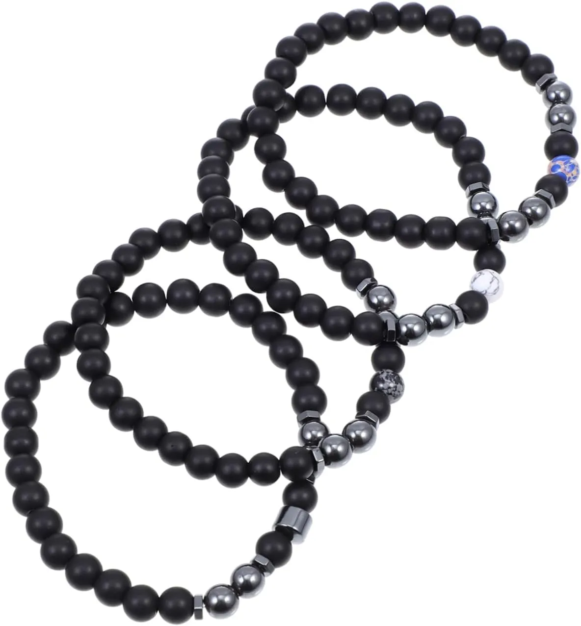 Homoyoyo 4Pcs Obsidian Anklet Chains Wear Resistant Foot Jewelry Comfortable Ankle Decor Unique Fashion for Daily Use for Parties and Outings
