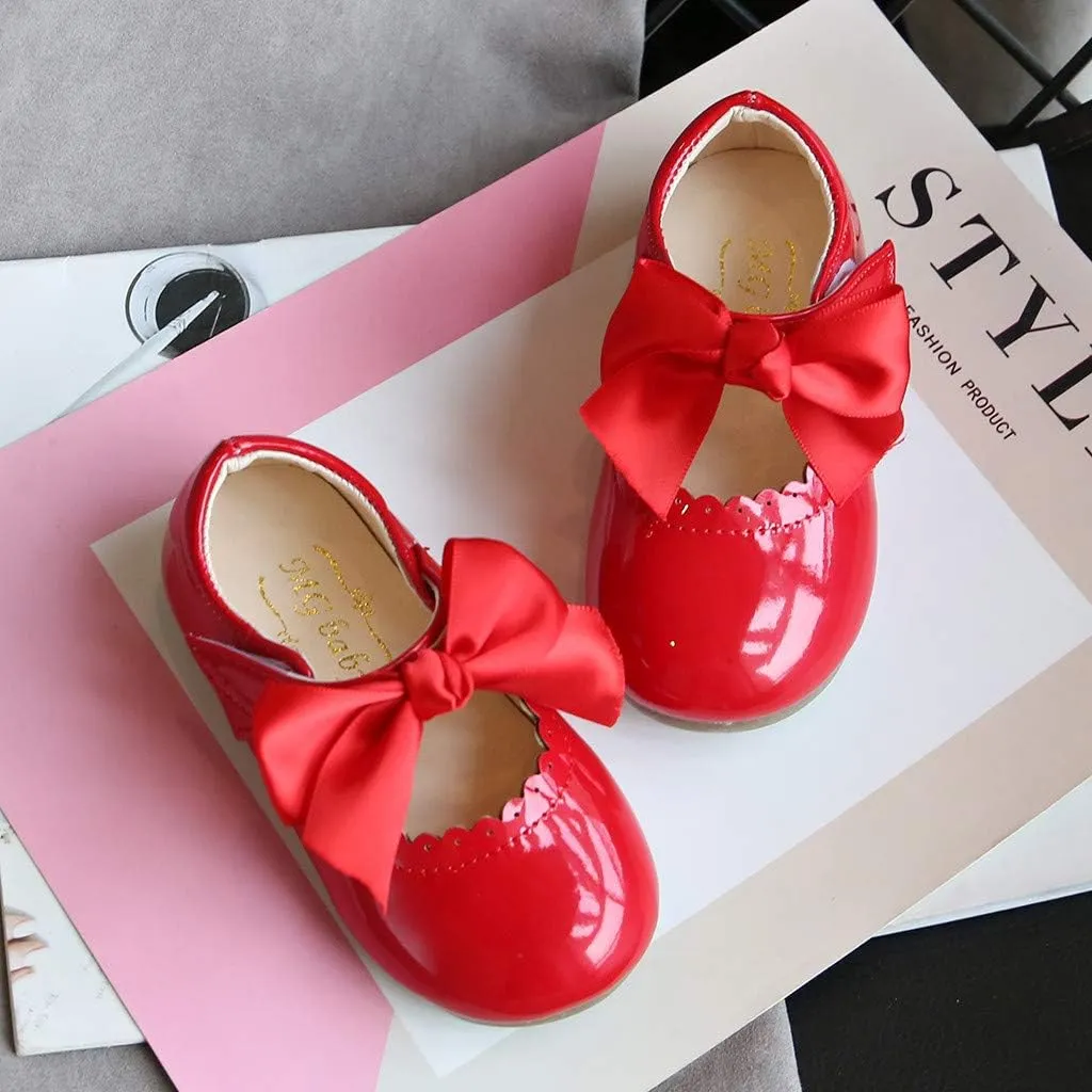 Infant Girls Wedding Dress Shoes Bow Ballet Princess Mary Jane lats First alker Sneaker Newborn Baptism Shoes