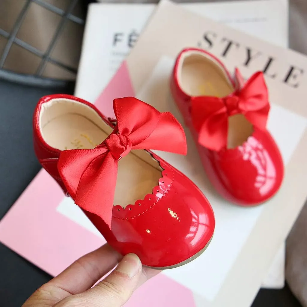 Infant Girls Wedding Dress Shoes Bow Ballet Princess Mary Jane lats First alker Sneaker Newborn Baptism Shoes
