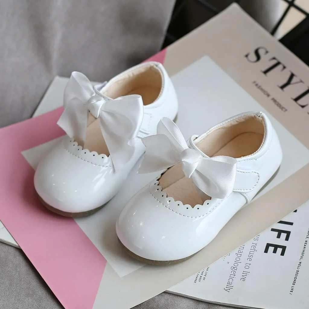 Infant Girls Wedding Dress Shoes Bow Ballet Princess Mary Jane lats First alker Sneaker Newborn Baptism Shoes