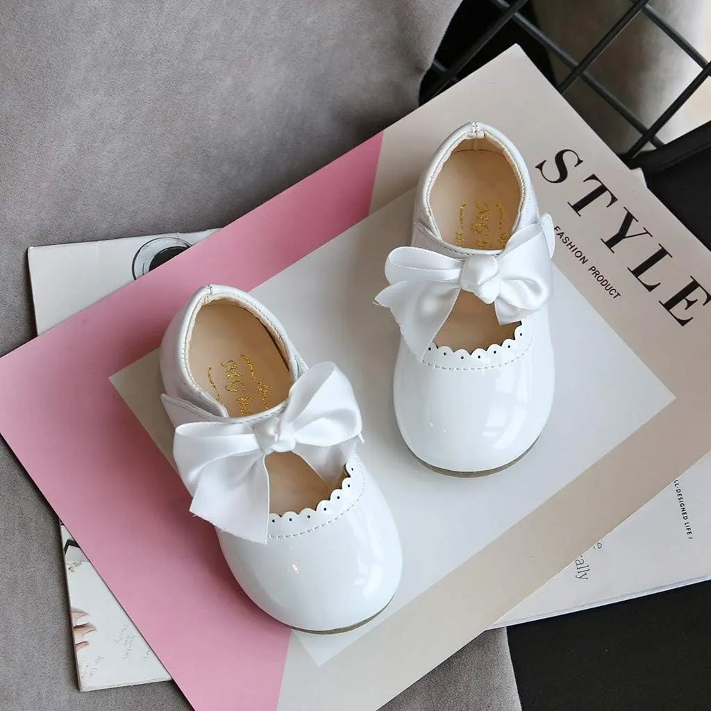 Infant Girls Wedding Dress Shoes Bow Ballet Princess Mary Jane lats First alker Sneaker Newborn Baptism Shoes