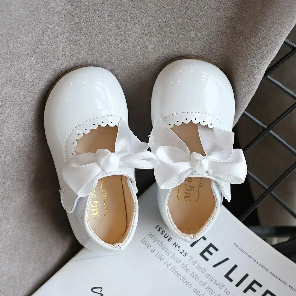 Infant Girls Wedding Dress Shoes Bow Ballet Princess Mary Jane lats First alker Sneaker Newborn Baptism Shoes