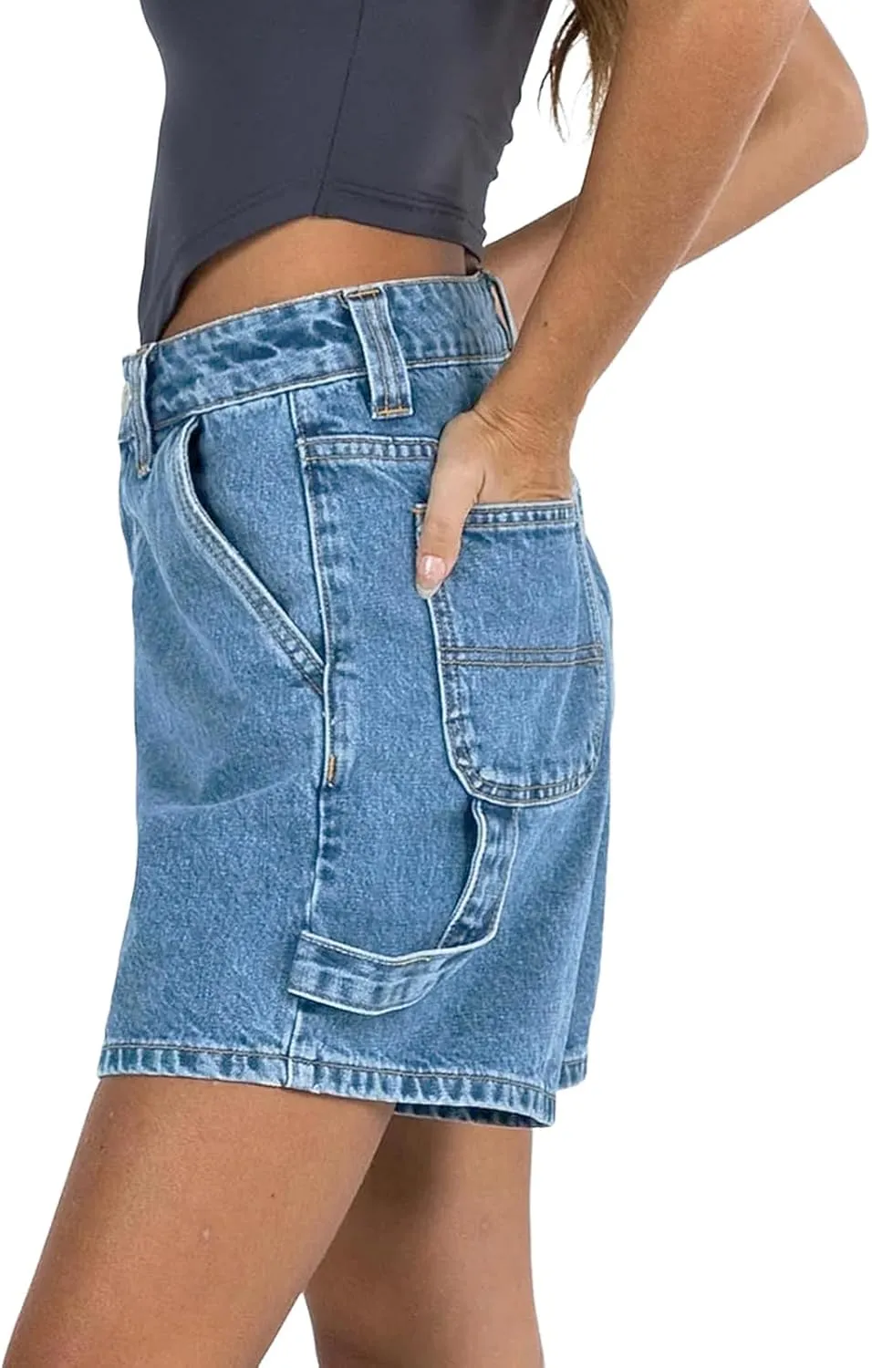 Kedera Womens High Waisted Boxy Denim Shorts Summer 2025 Casual Button Down Baggy Jean Shorts with Pockets