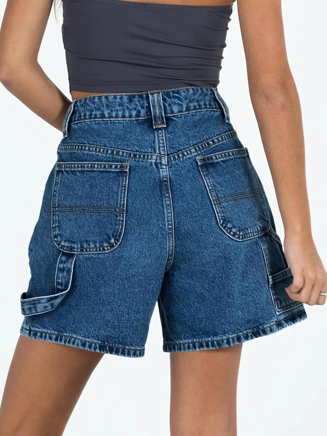 Kedera Womens High Waisted Boxy Denim Shorts Summer 2025 Casual Button Down Baggy Jean Shorts with Pockets