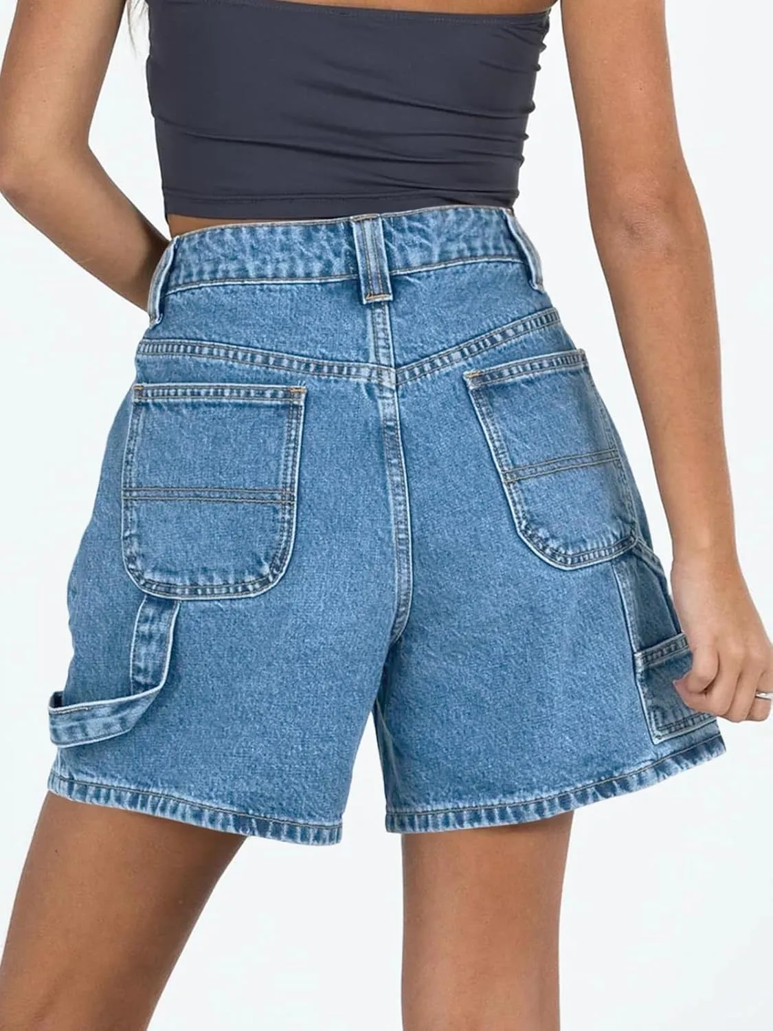 Kedera Womens High Waisted Boxy Denim Shorts Summer 2025 Casual Button Down Baggy Jean Shorts with Pockets