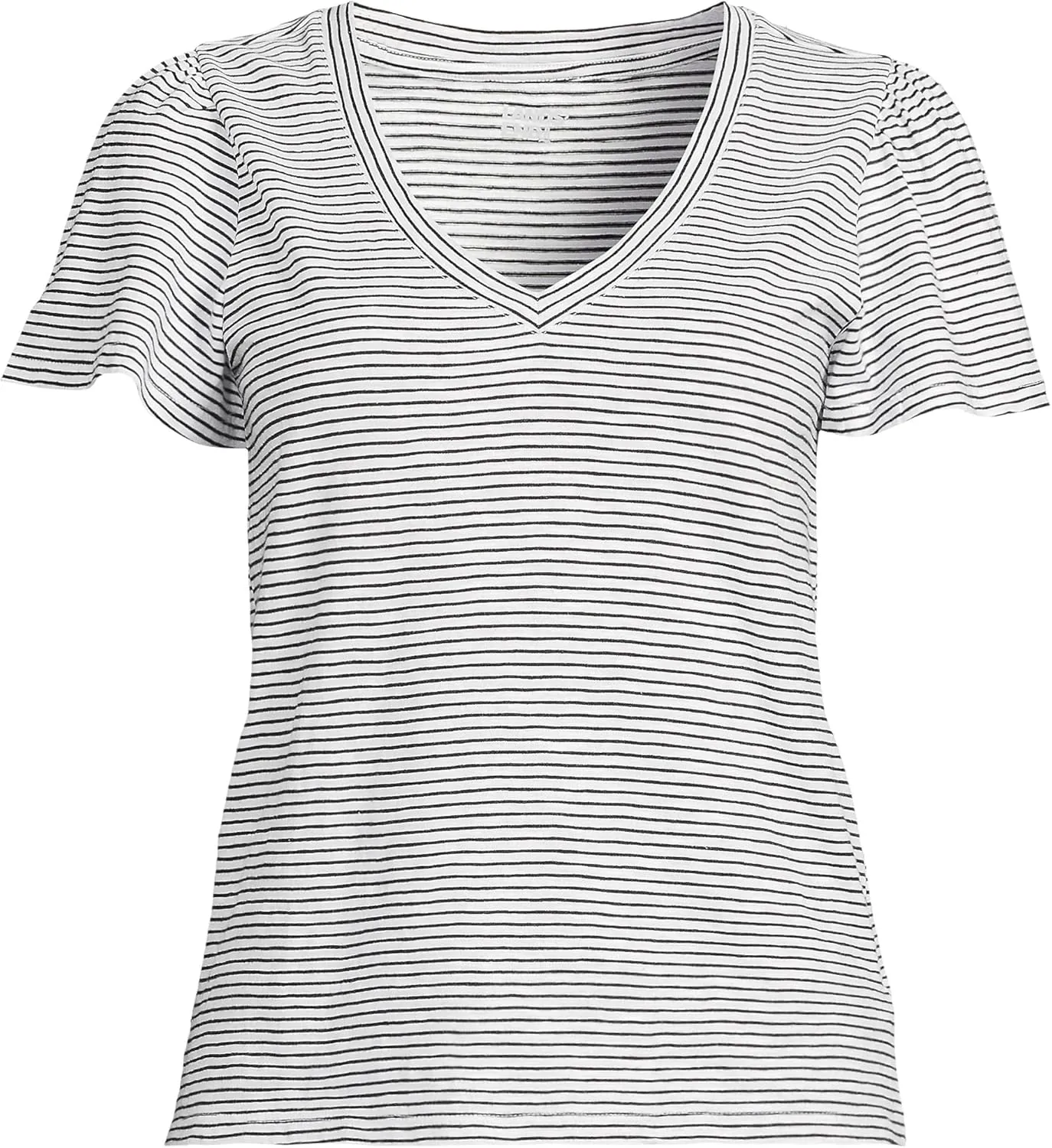Lands' End Women's Slub Flutter Sleeve V-Neck T-Shirt