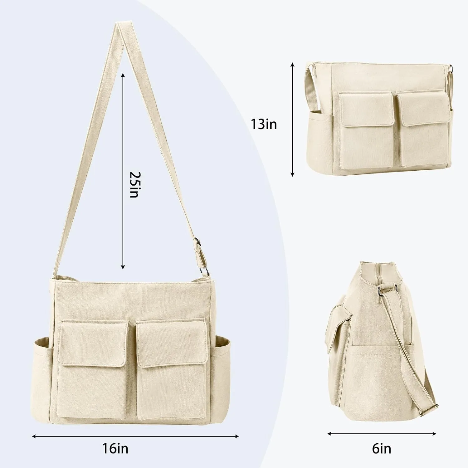 Laptop Messenger Bag for Women Men, Canvas Tote Cross-body Shoulder Bag with Laptop Sleeve, Canvas Messenger Bag for Work