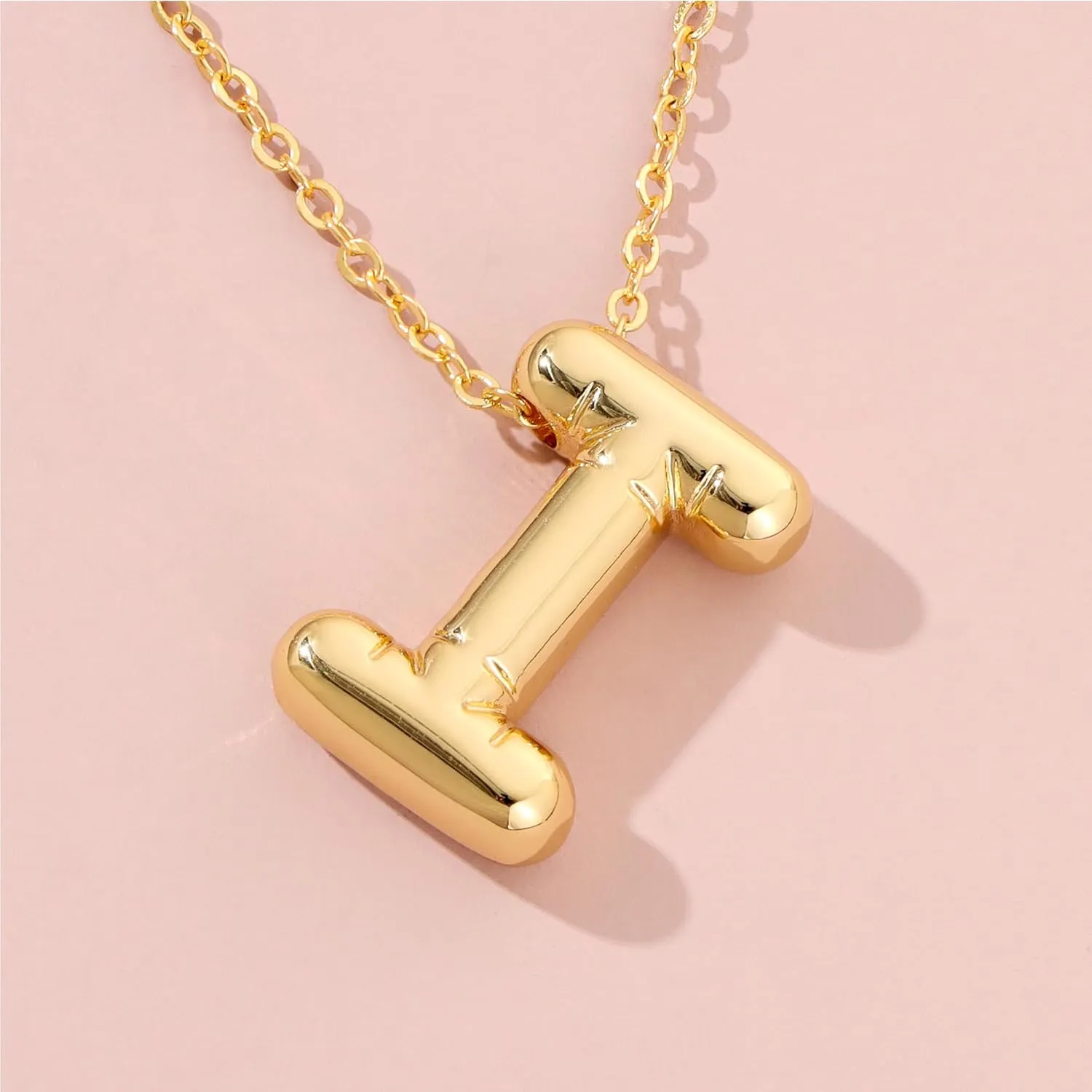 Lcherry Birthday Letter Necklace Bubble Gold-Plated Initial Necklaces for Women Balloon Charm Necklace Birthday Gifts for Women