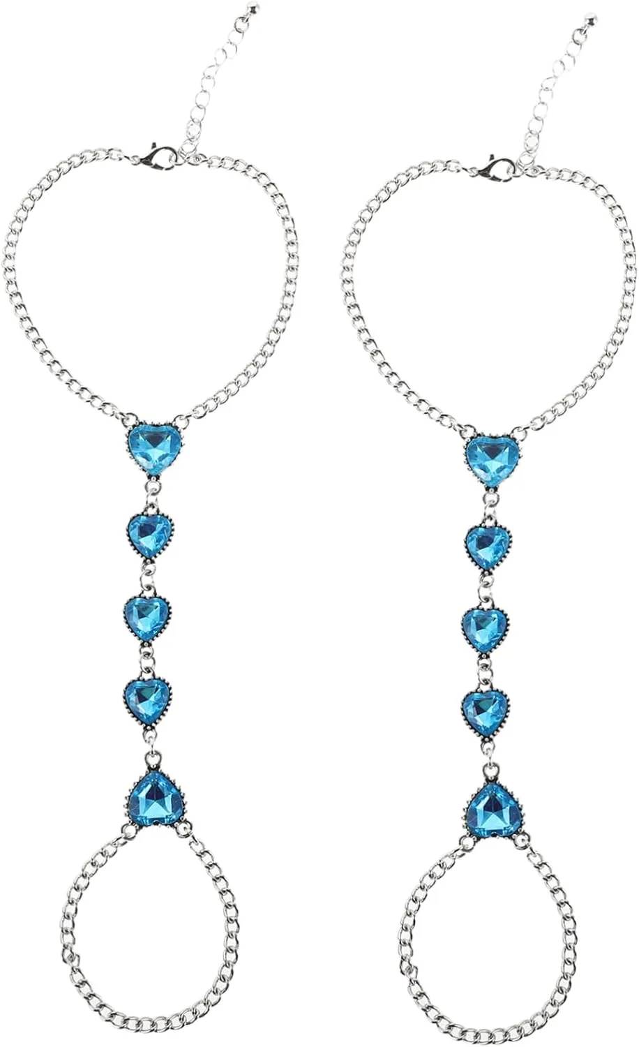LIFKOME 2pcs Ocean Jewelry for Women Boho Heart Anklet Foot Chain with Rhinestones Stylish Summer Toe Bracelet Serene for Beach Parties and Casual Wear