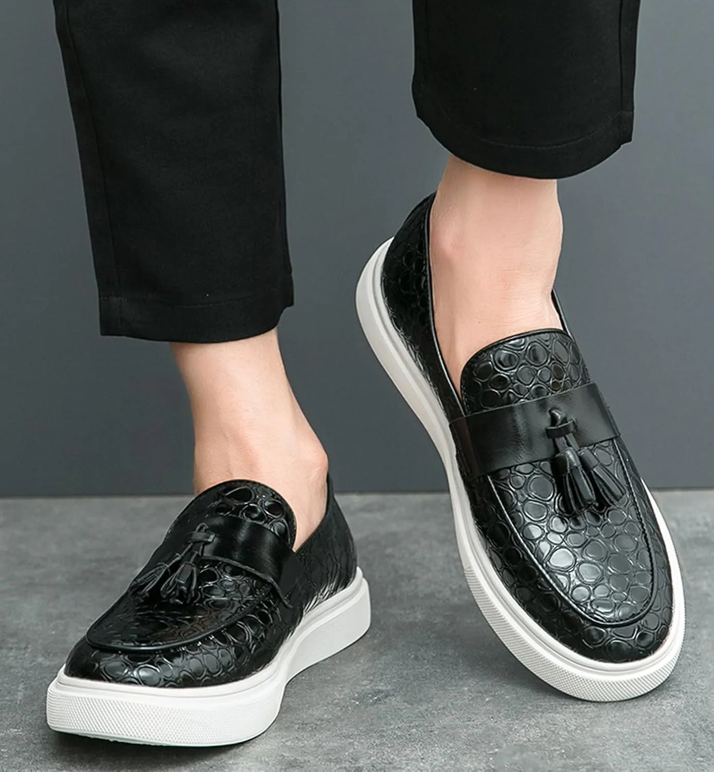 Loafers Slip On Shoes for Men Casual Dress Leather Prom Tassel Loafers Wedding Fashion Tuxedo Walking Summer Shoes