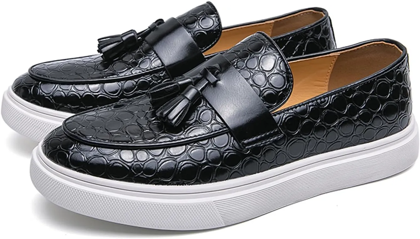 Loafers Slip On Shoes for Men Casual Dress Leather Prom Tassel Loafers Wedding Fashion Tuxedo Walking Summer Shoes