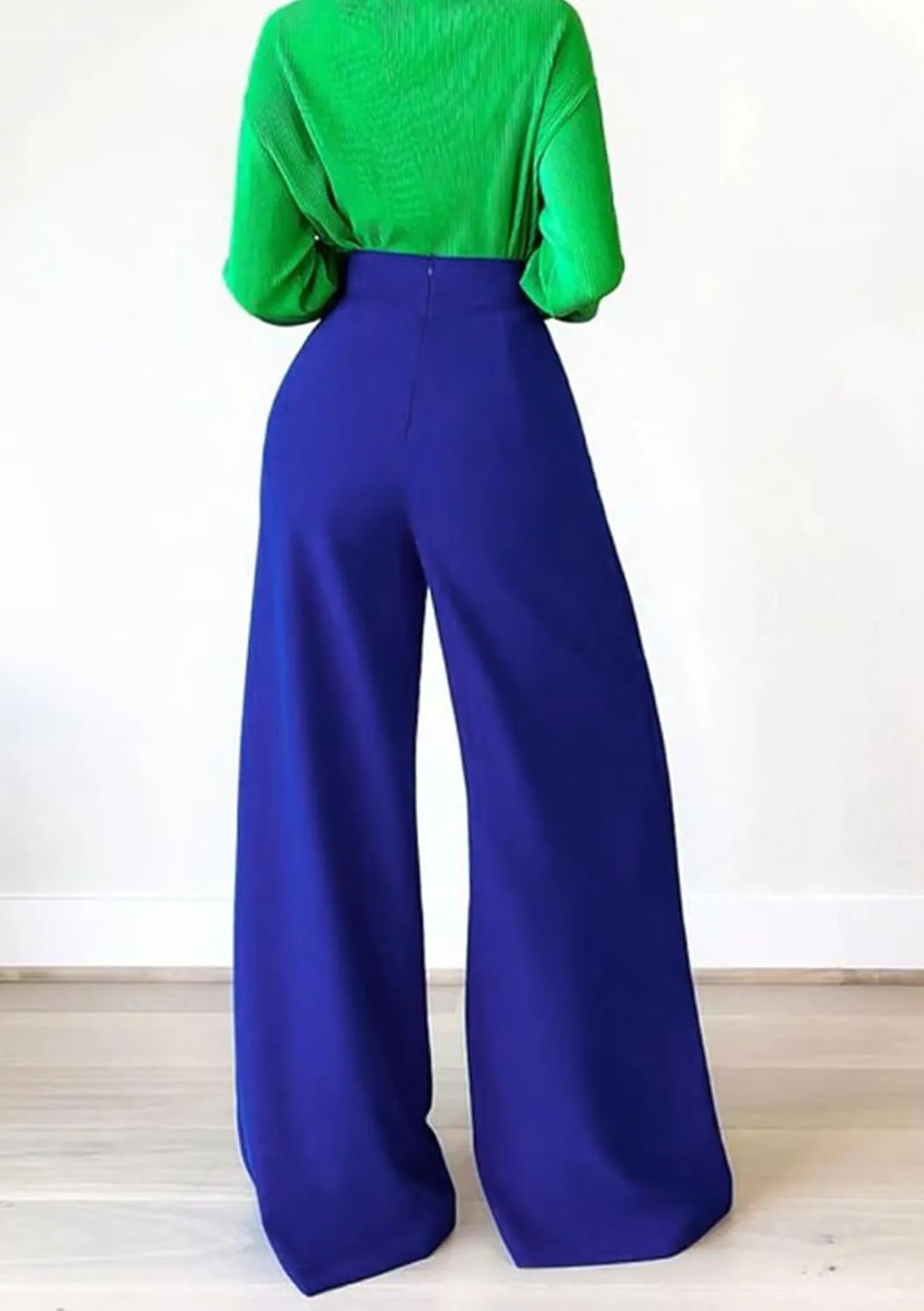 LROSEY Women Flowy High Waisted Wide Leg Dress Pants Pleated Palazzo Trousers for Casual Business Work Office Suit
