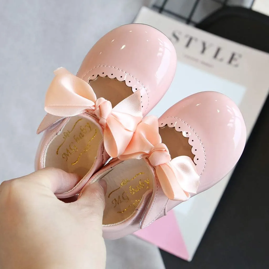 Mary Jane Dress Shoes for Girl Toddler Kid Butterfly Knot Princess Leather Shoes Sandals Ballerina Flats Shoes