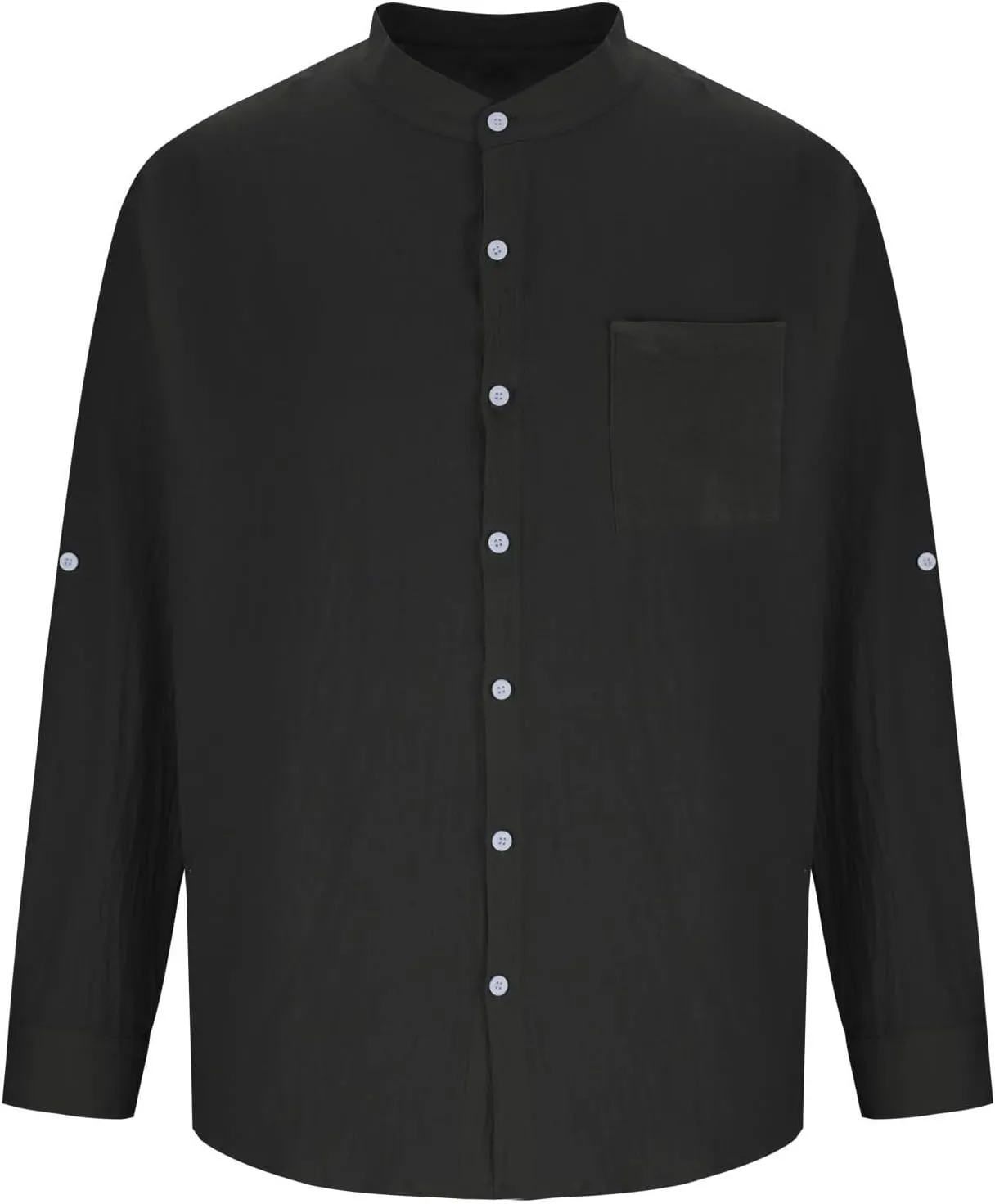 Men Cotton Linen Long Sleeve Shirts Dressy Casual Lightweight Button Up Shirt Vacation Beach Summer Tops with Pocket