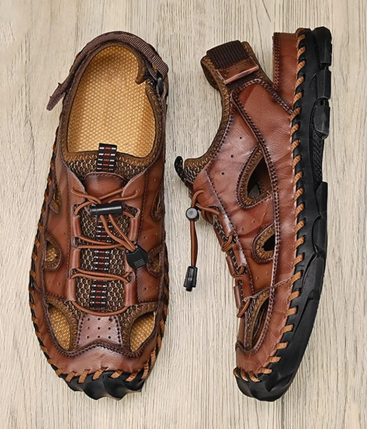 Men Walking Sandals Closed Toe Outdoor Sports Sandals Summer Hiking Shoes Water Sandles Leather Sandals