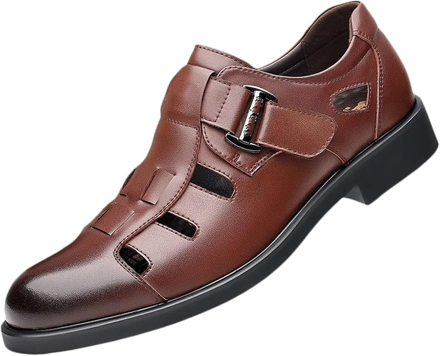 Men's Casual Walking Sandals Closed Toe Outdoor Sports Hiking Sandals Summer Leather Shoes Breathable Business Sandals