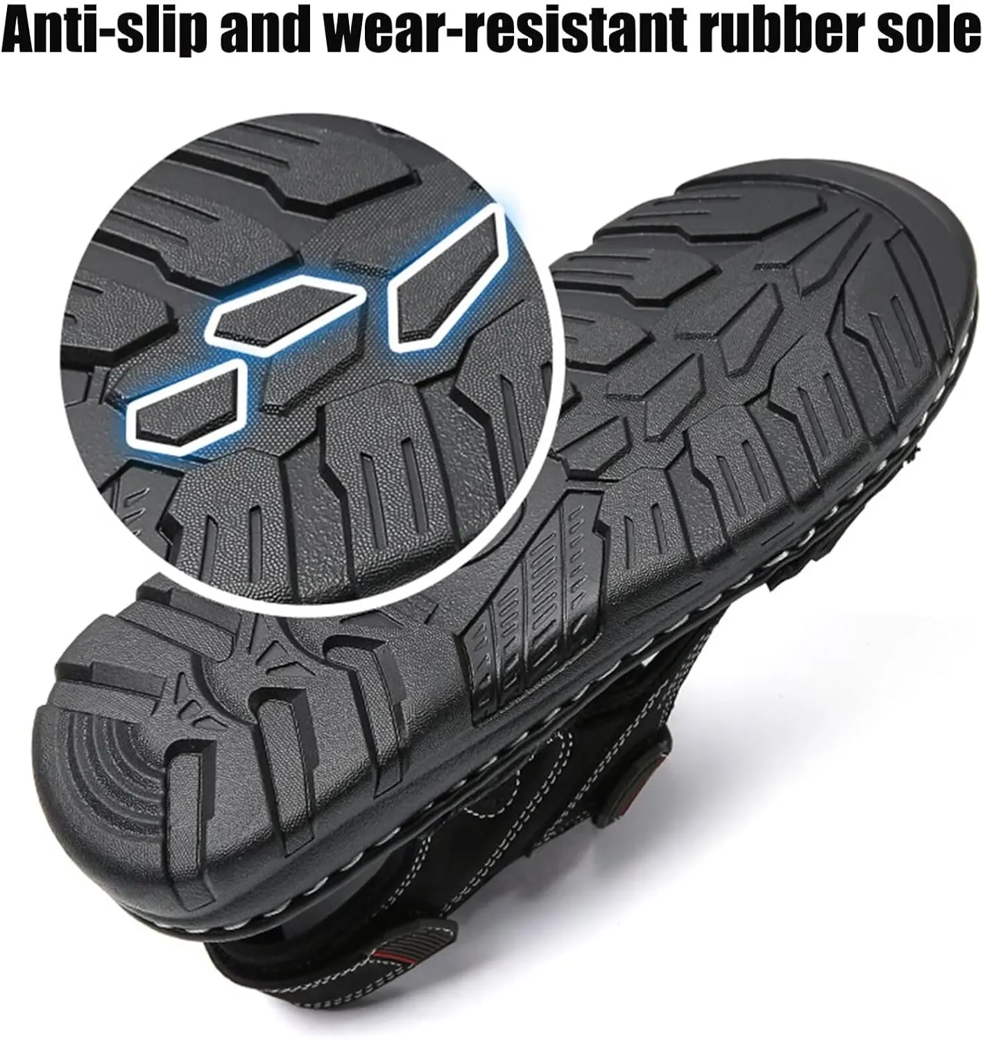 Men's Casual Walking Sandals Outdoor Sports Hiking Sandals Summer Leather Beach Shoes Adjustable Breathable Sandals
