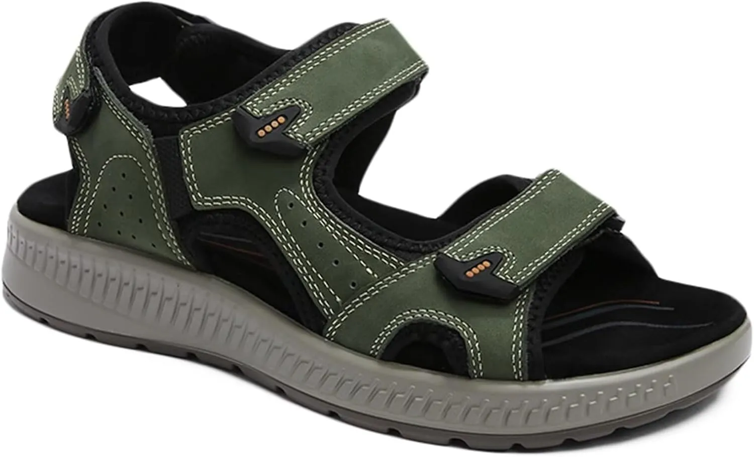 Men's Casual Walking Sandals Outdoor Sports Hiking Sandals Summer Leather Beach Shoes Adjustable Breathable Sandals