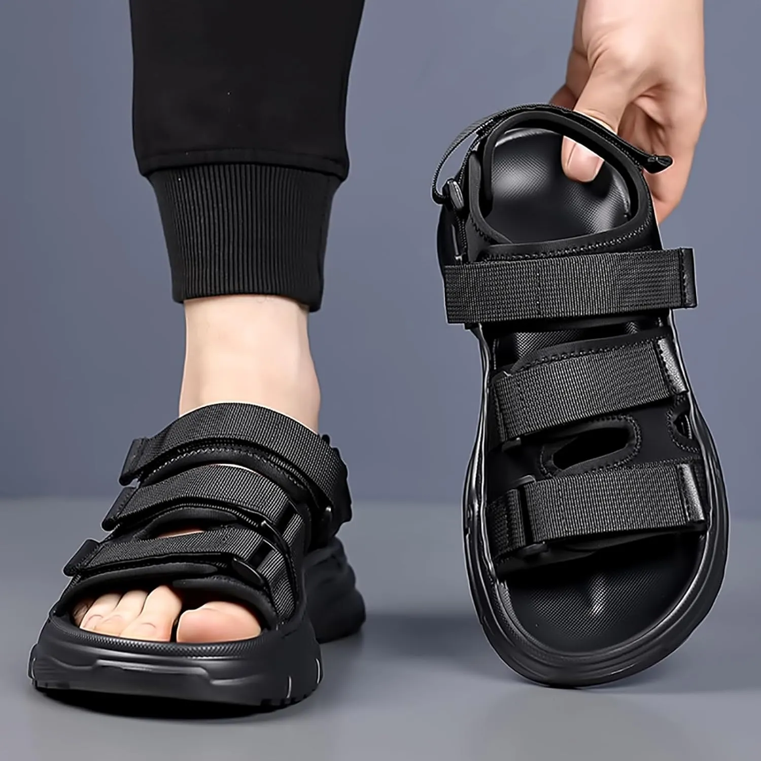 Men's Hiking Sandals Open Toe - Summer Water Shoes Lightweight with Arch Support, Orthopedic Non-Slip Outdoor Walking Sandals for Athletic Sport & Beach