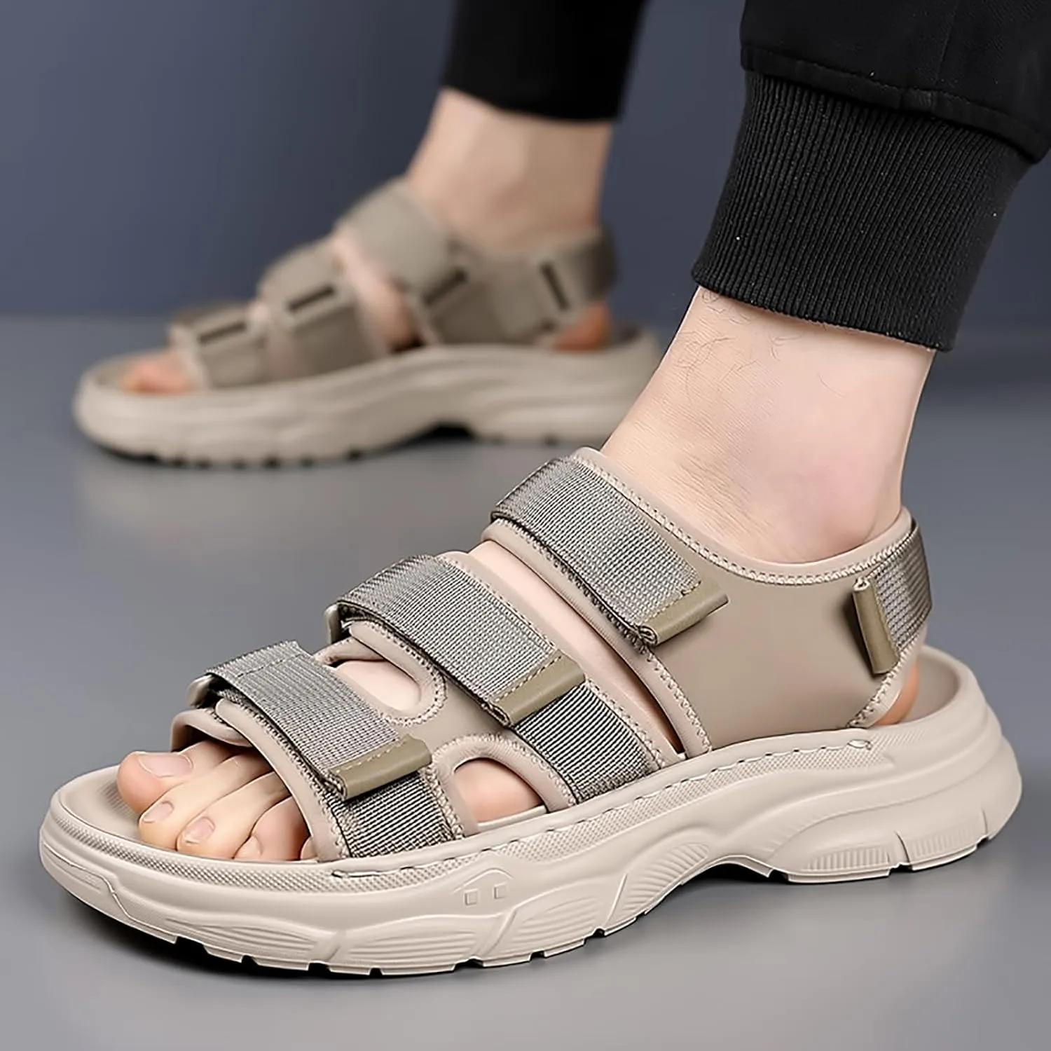 Men's Hiking Sandals Open Toe - Summer Water Shoes Lightweight with Arch Support, Orthopedic Non-Slip Outdoor Walking Sandals for Athletic Sport & Beach