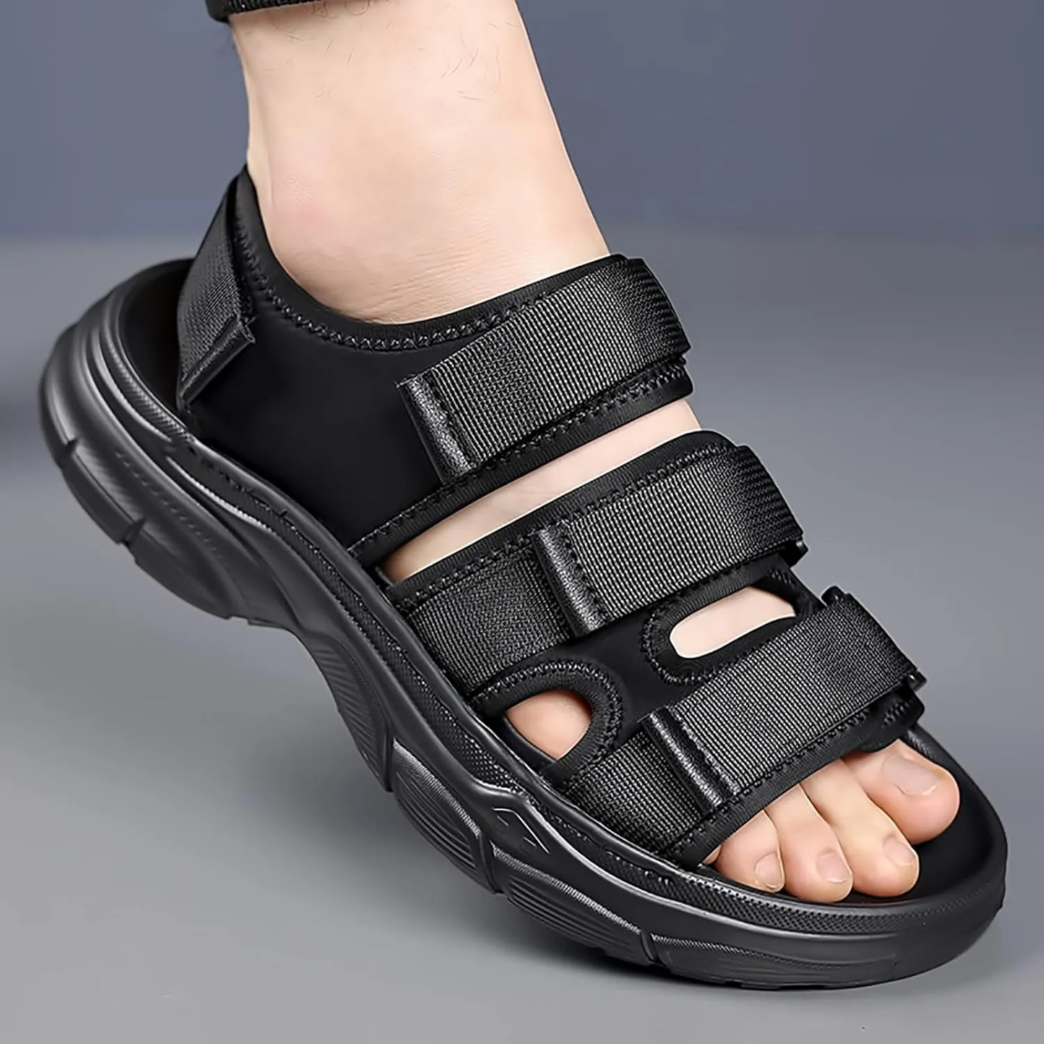 Men's Hiking Sandals Open Toe - Summer Water Shoes Lightweight with Arch Support, Orthopedic Non-Slip Outdoor Walking Sandals for Athletic Sport & Beach