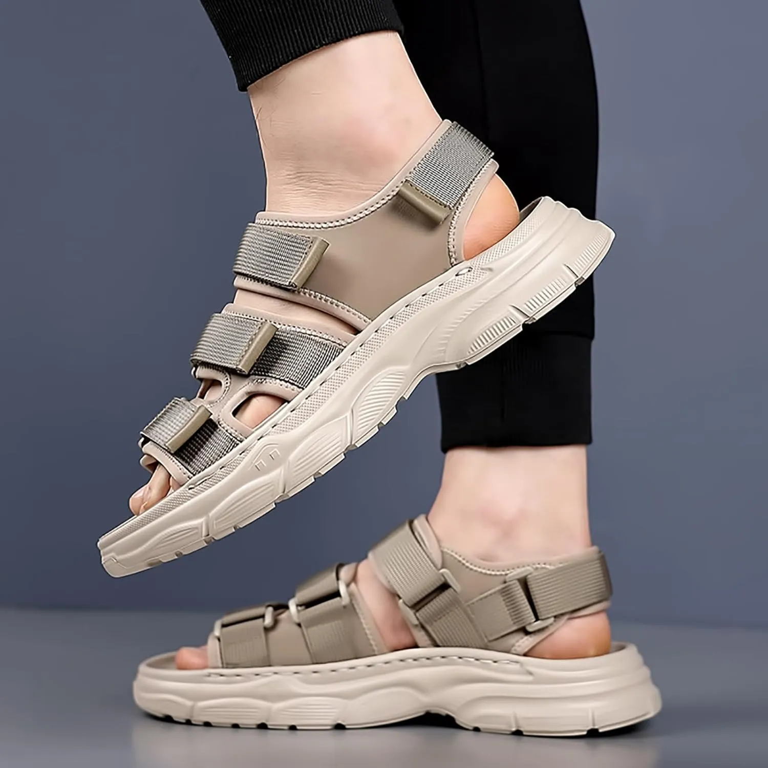 Men's Hiking Sandals Open Toe - Summer Water Shoes Lightweight with Arch Support, Orthopedic Non-Slip Outdoor Walking Sandals for Athletic Sport & Beach