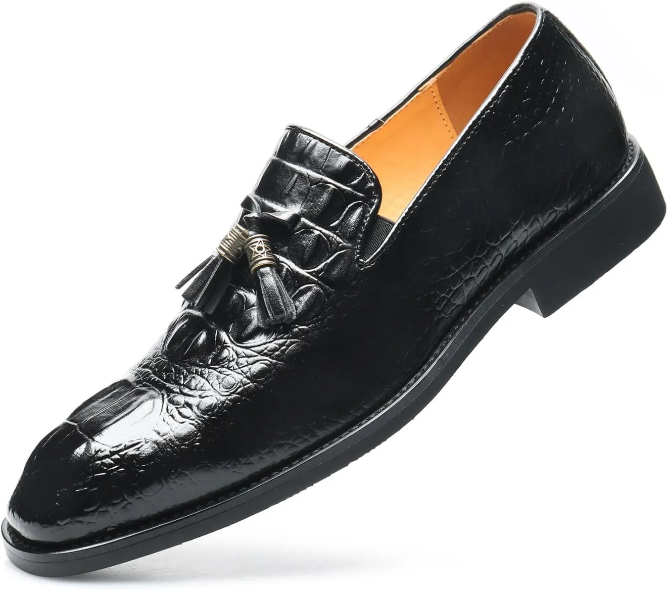 Mens Loafers Casual Dress Slip On Leather Tassel Loafers Fashion Wedding Tuxedo Formal Walking Shoes for Men